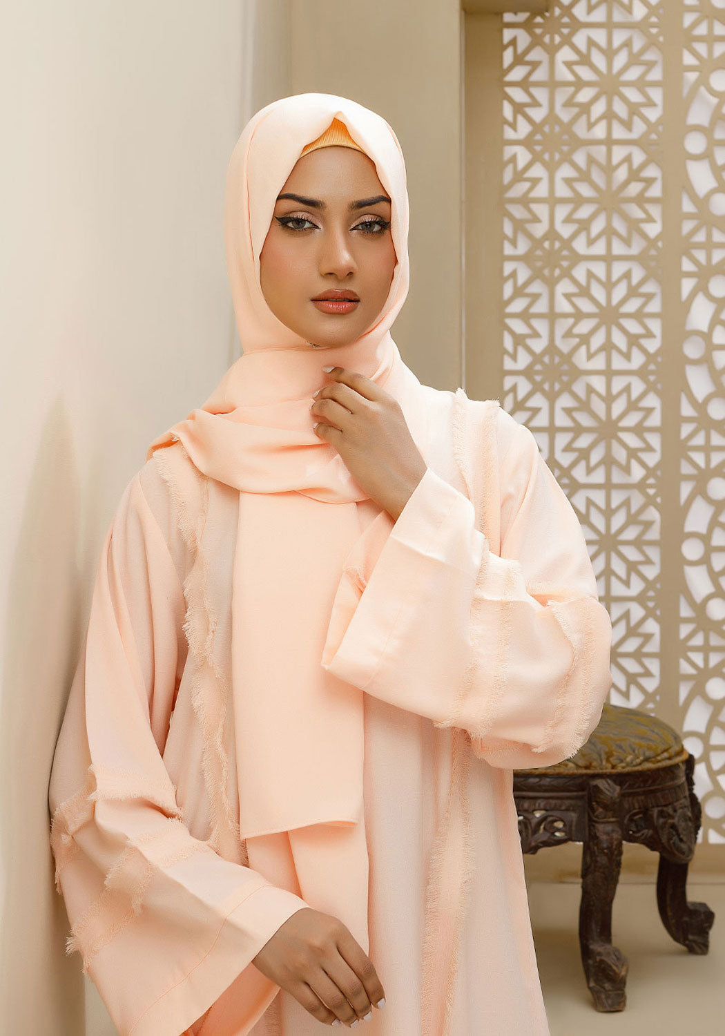 georgette chiffon in Peach pink