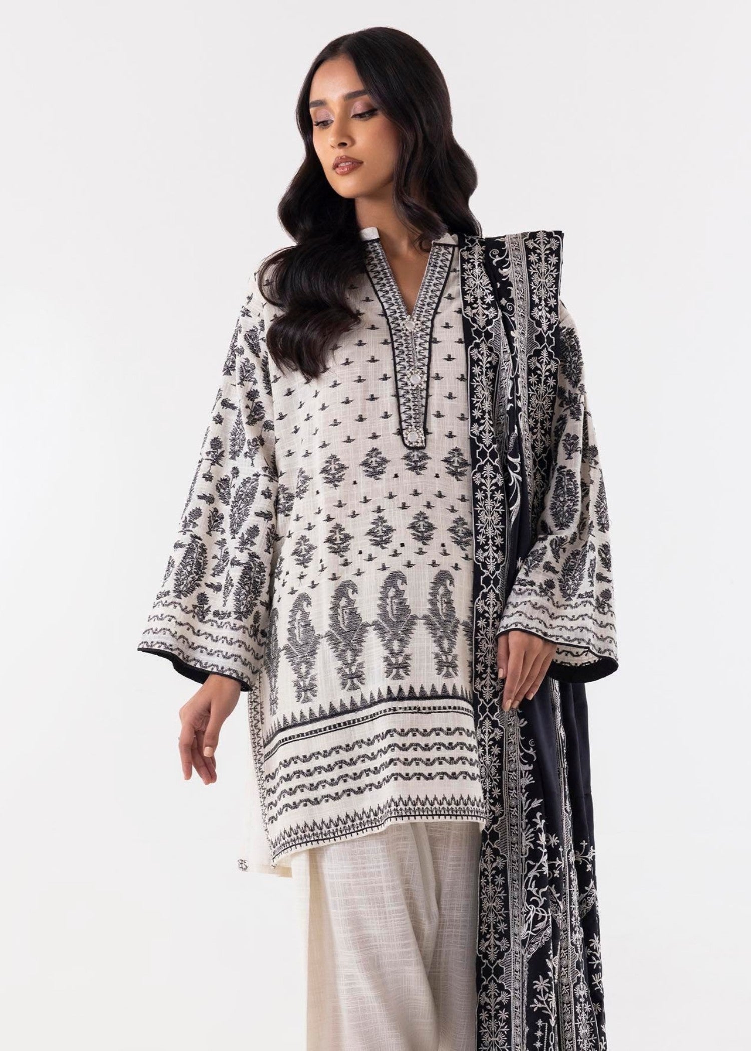 slub lawn Kurti in Beige