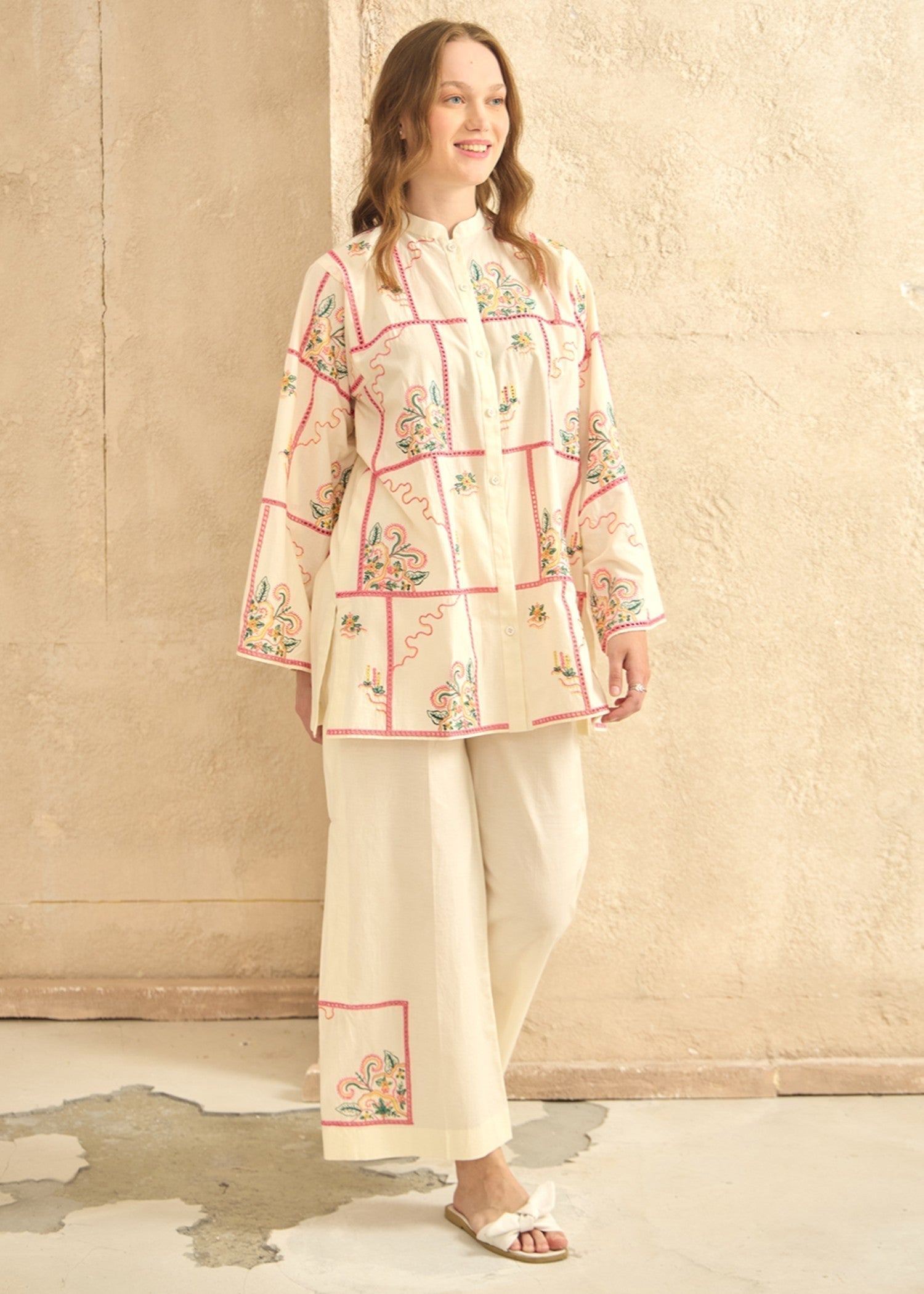 cambric cotton Co Ord Sets in Cream