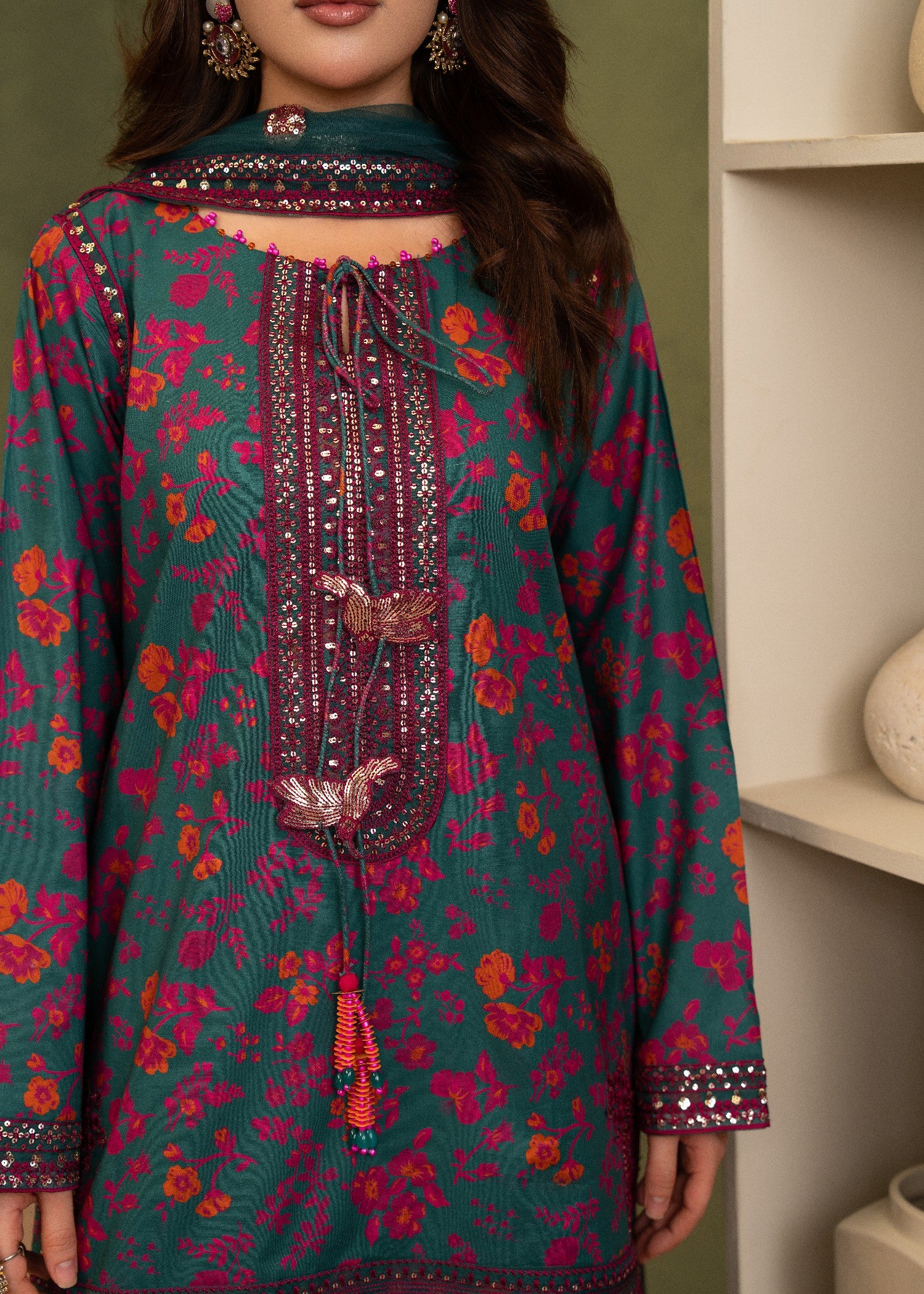cambric Sharara in Green