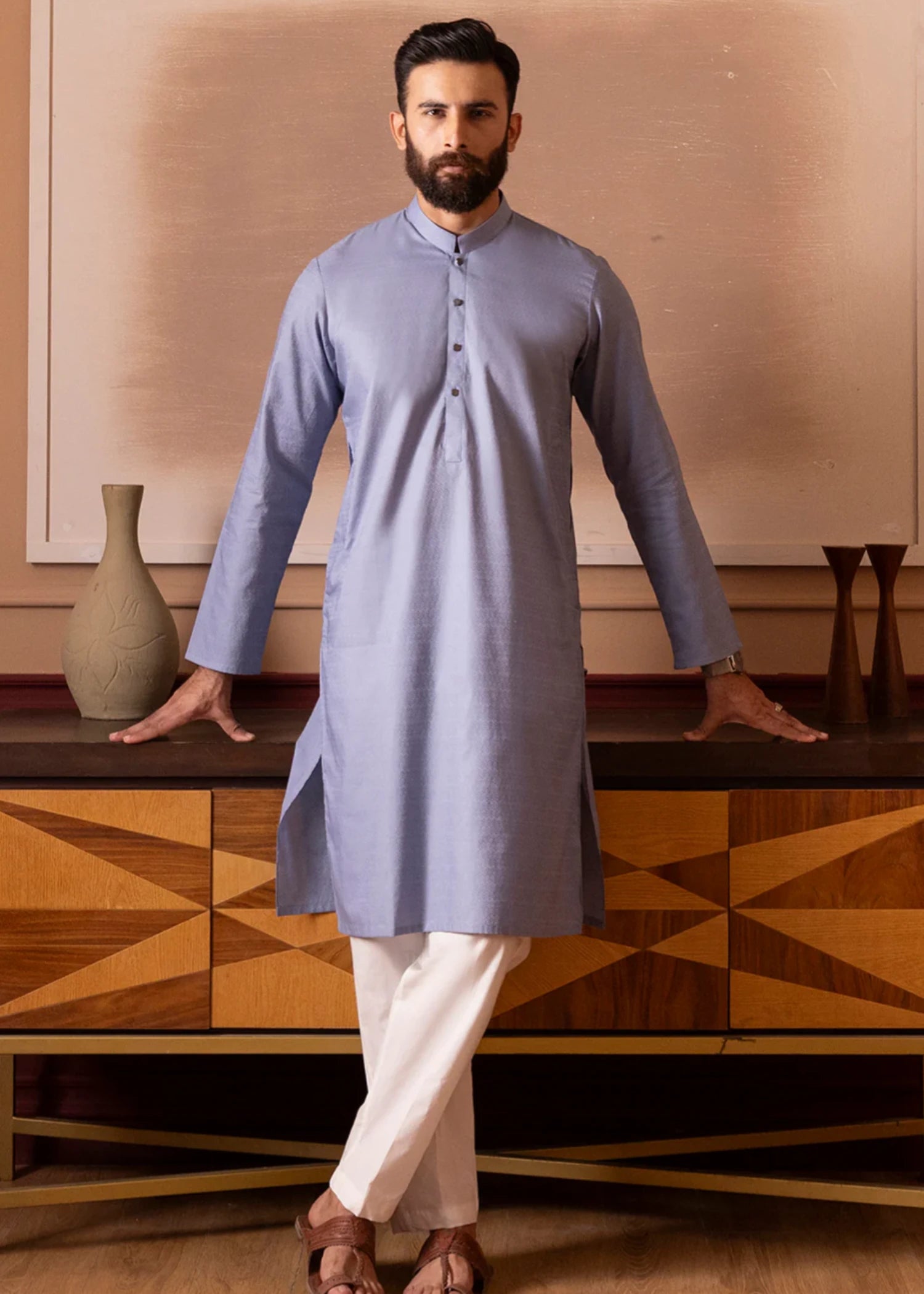 jacquard Kurta in Blue
