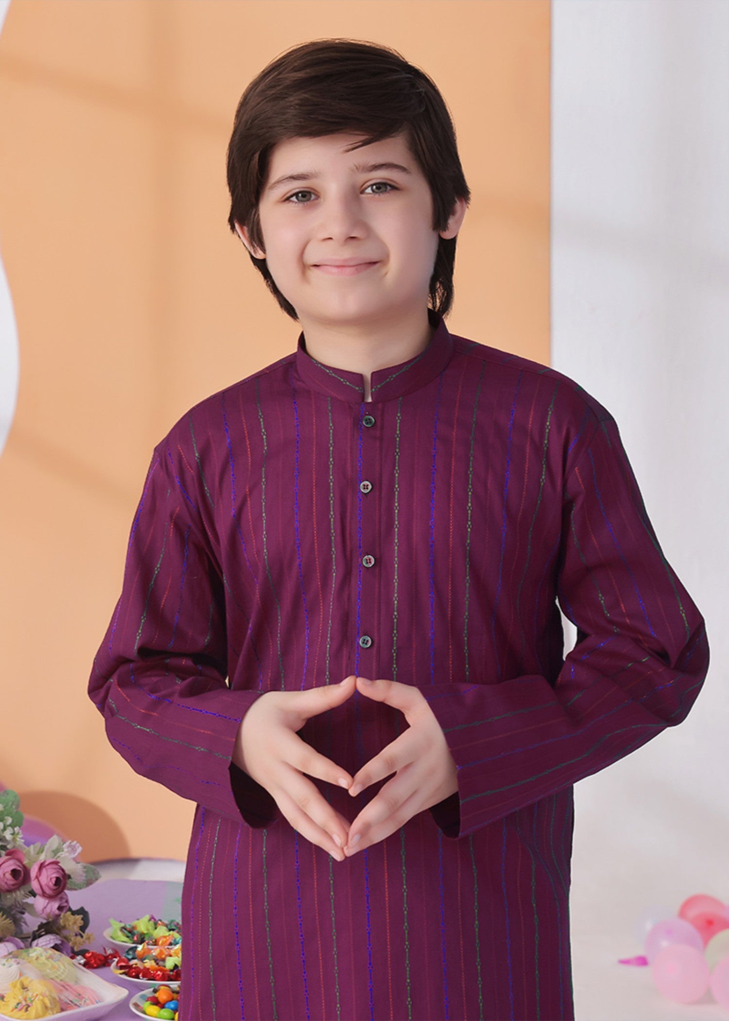 jacquard Kurta in Purple