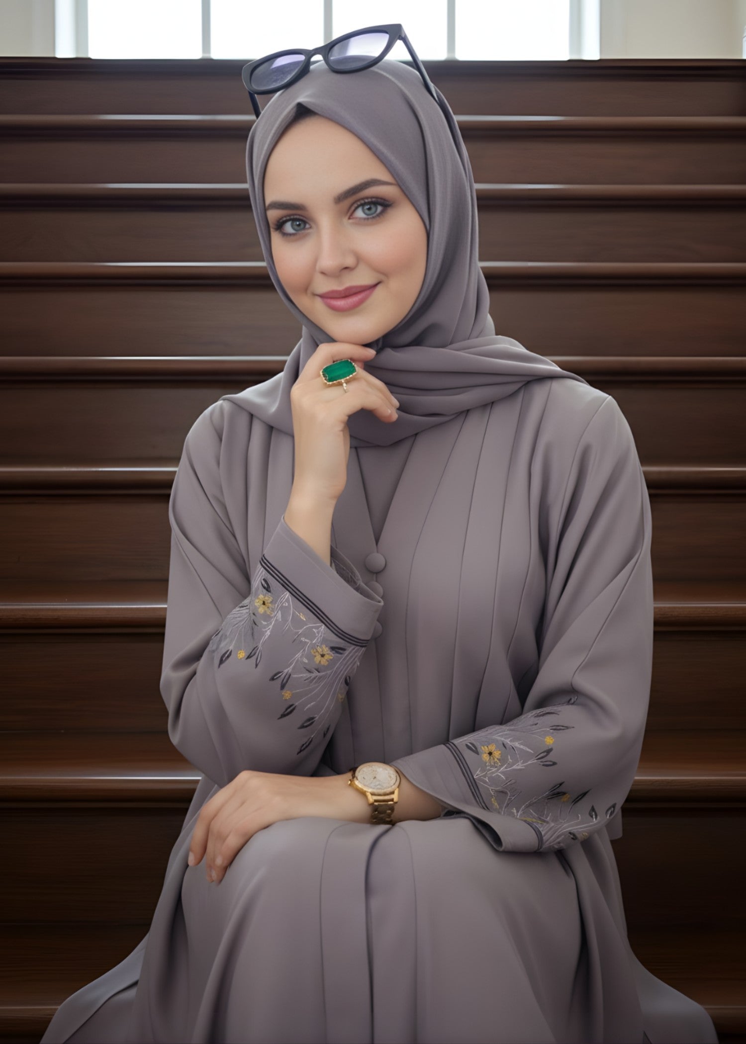 nidha blend Abaya in Lynx white