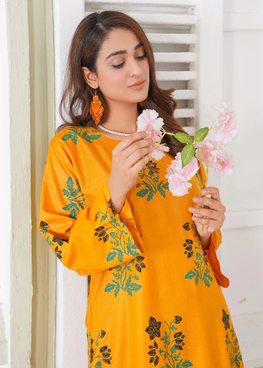 linen Gharara in Mustard