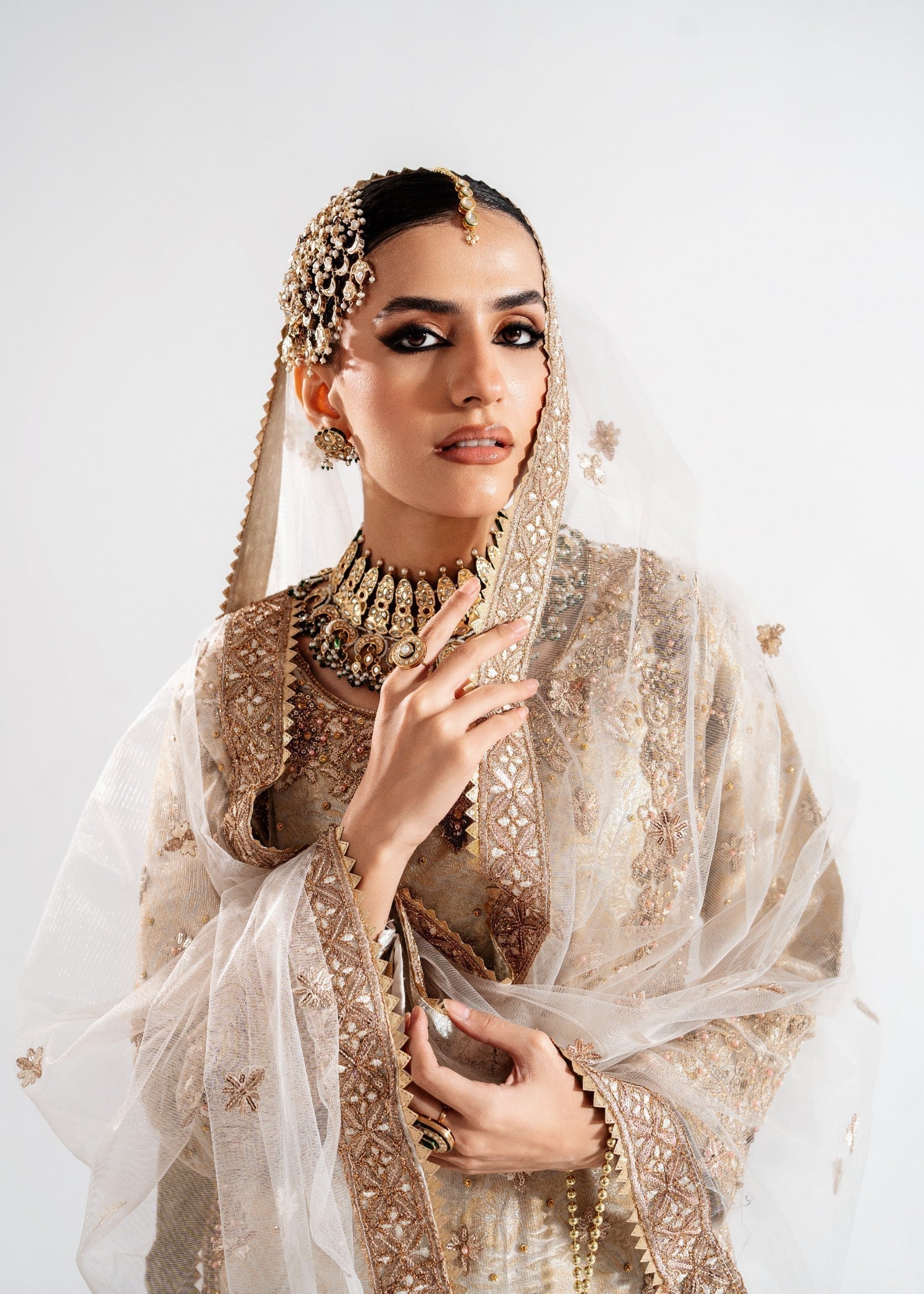 net Gharara in Beige
