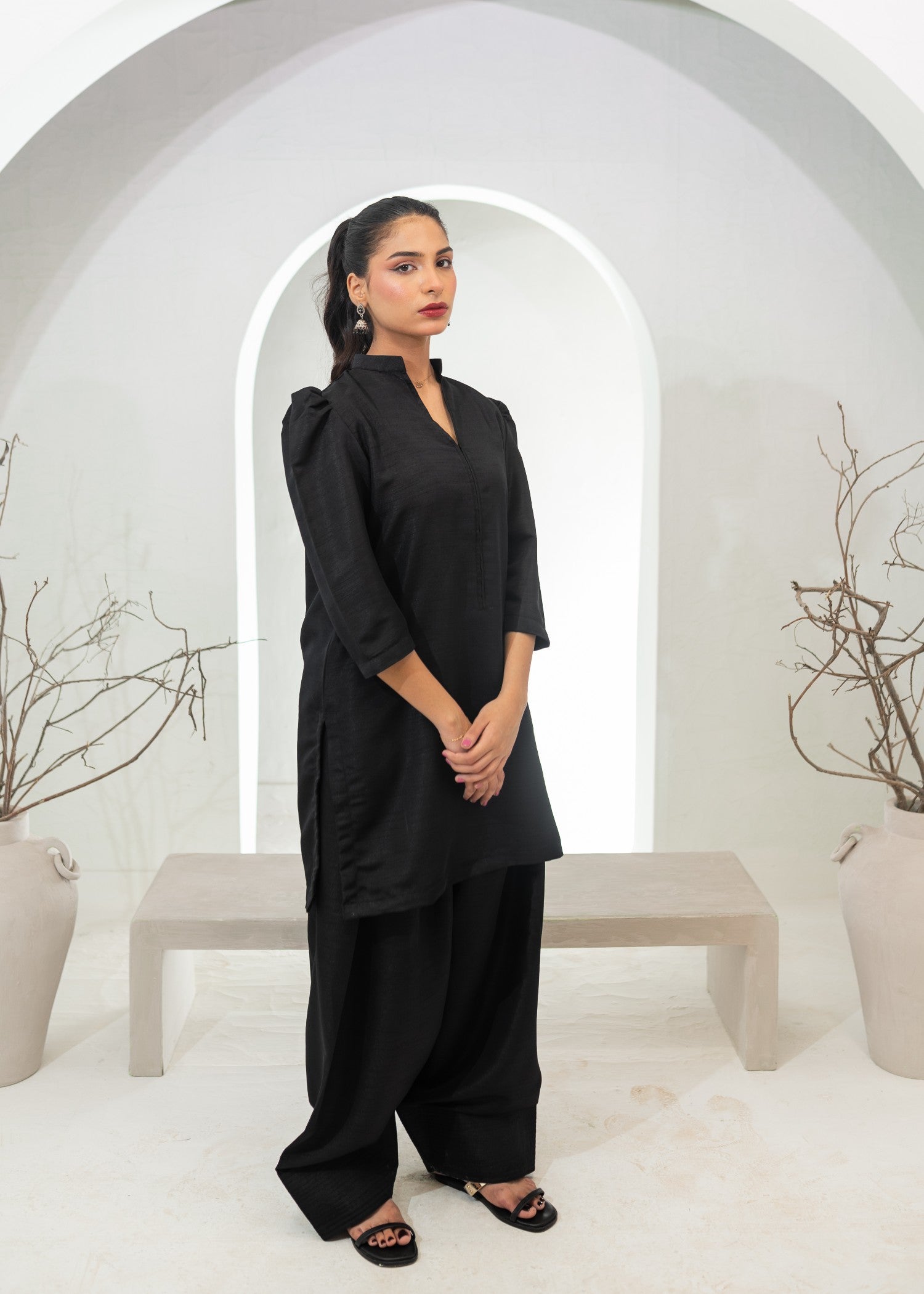 indian raw silk Co Ord Sets in Black