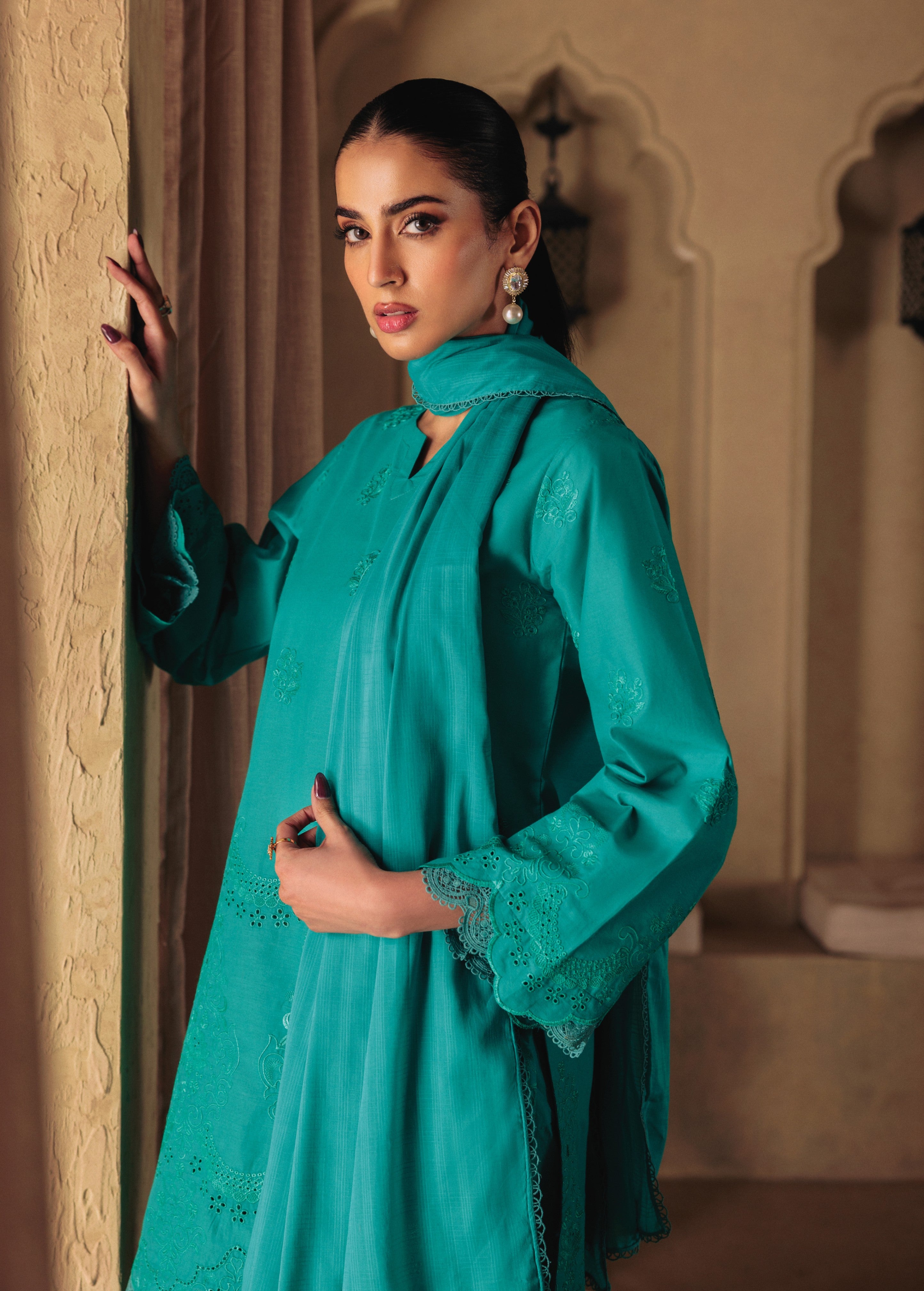 lawn Kurta Set in Sea green