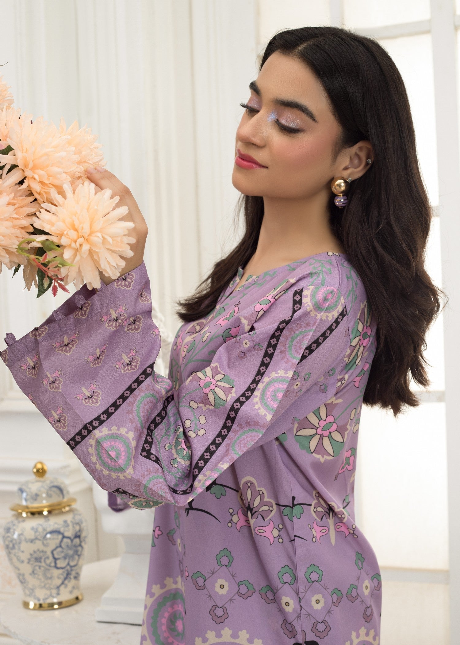 polyester crepe Co Ord Sets in Bright lavender