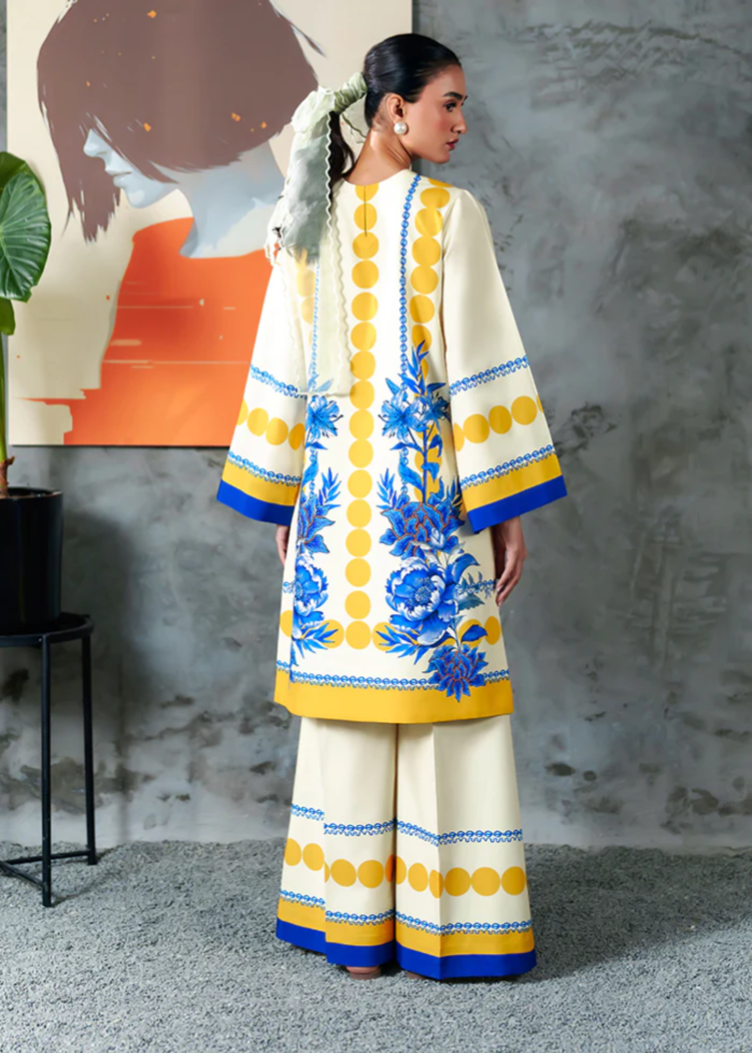 crepe Co Ord Sets in Cream, blue, mellow yellow