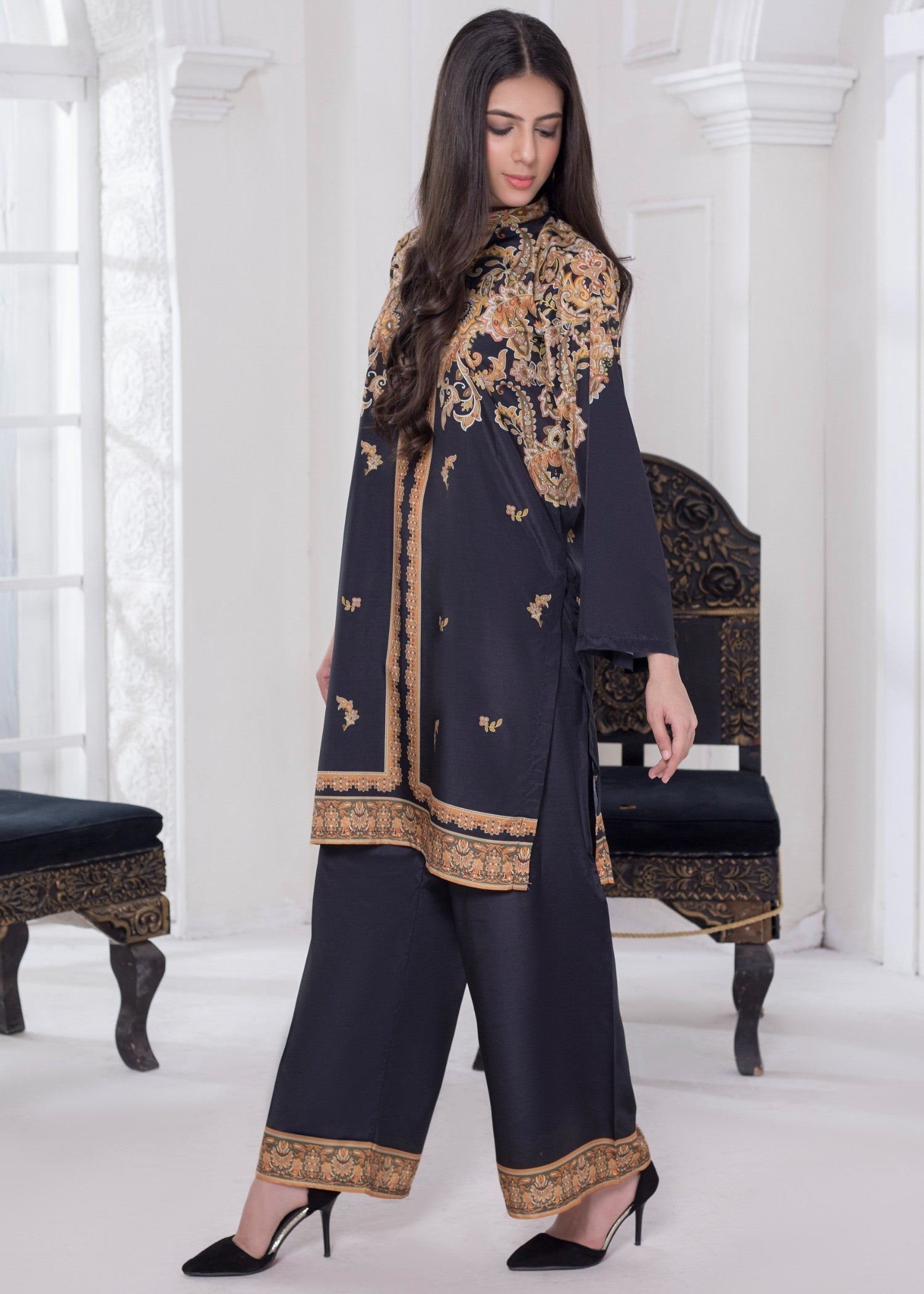 polyester crepe Co Ord Sets in Black