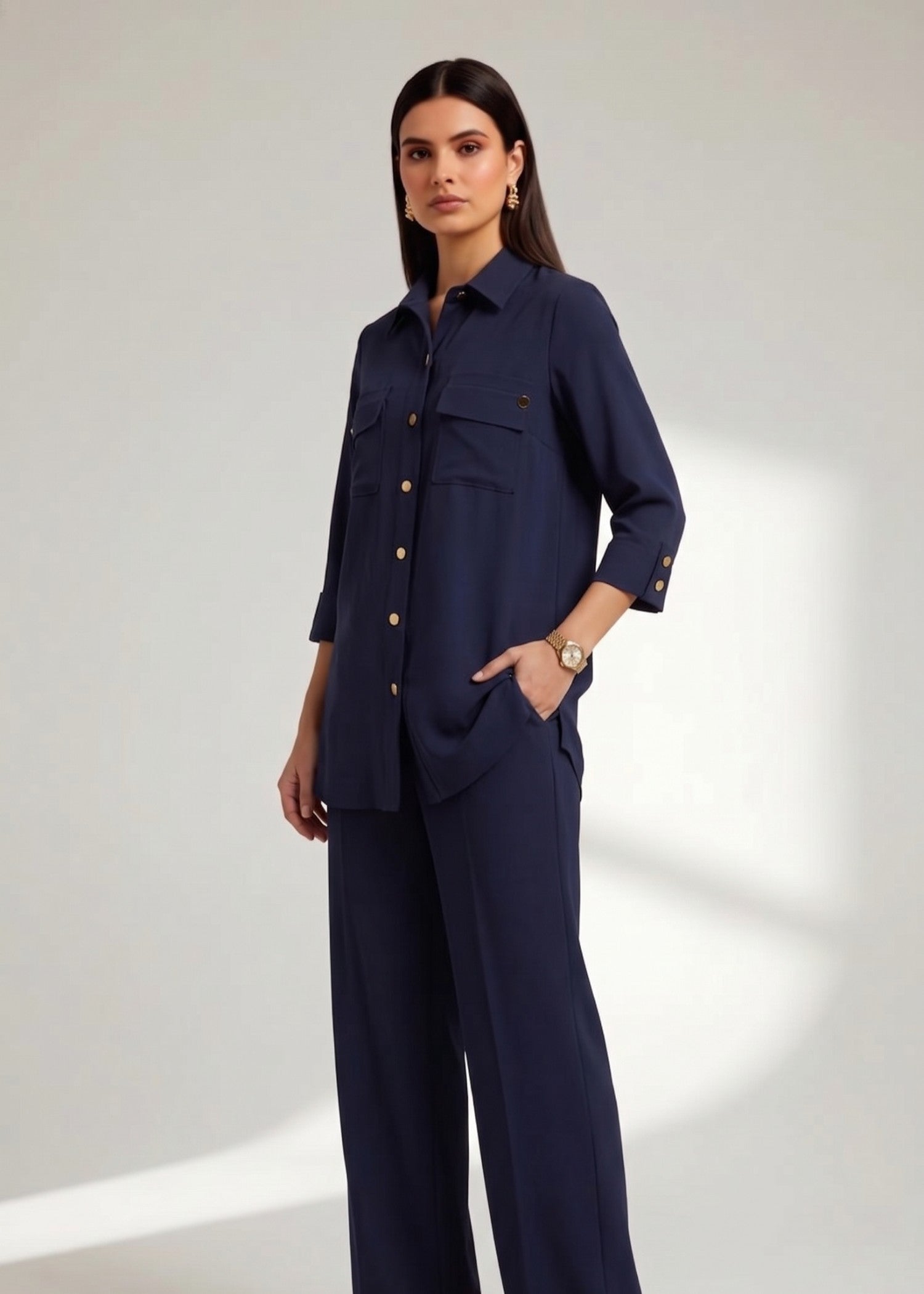 crepe georgette Co Ord Sets in Navy blue