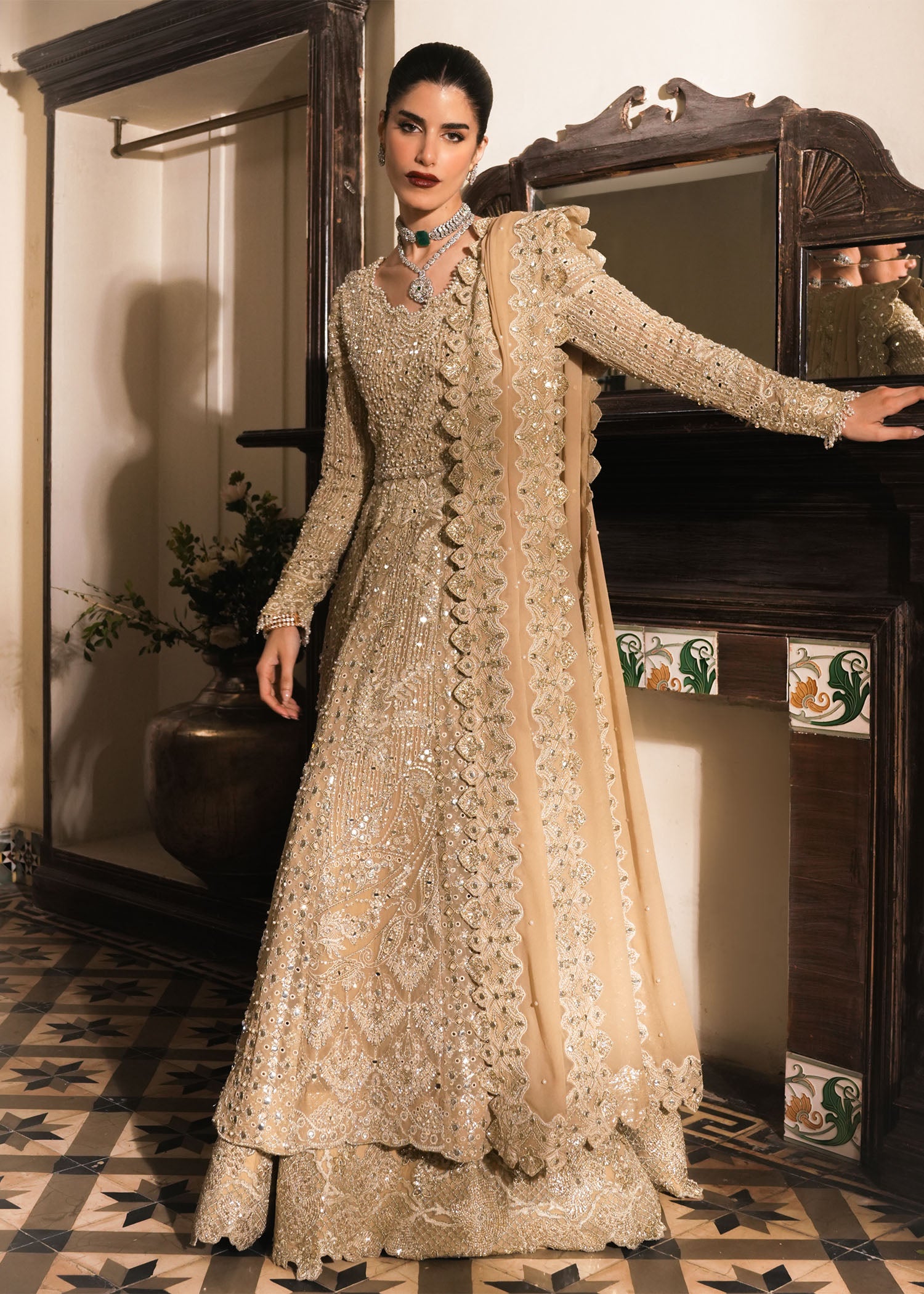 georgette chiffon Lehenga in Beige