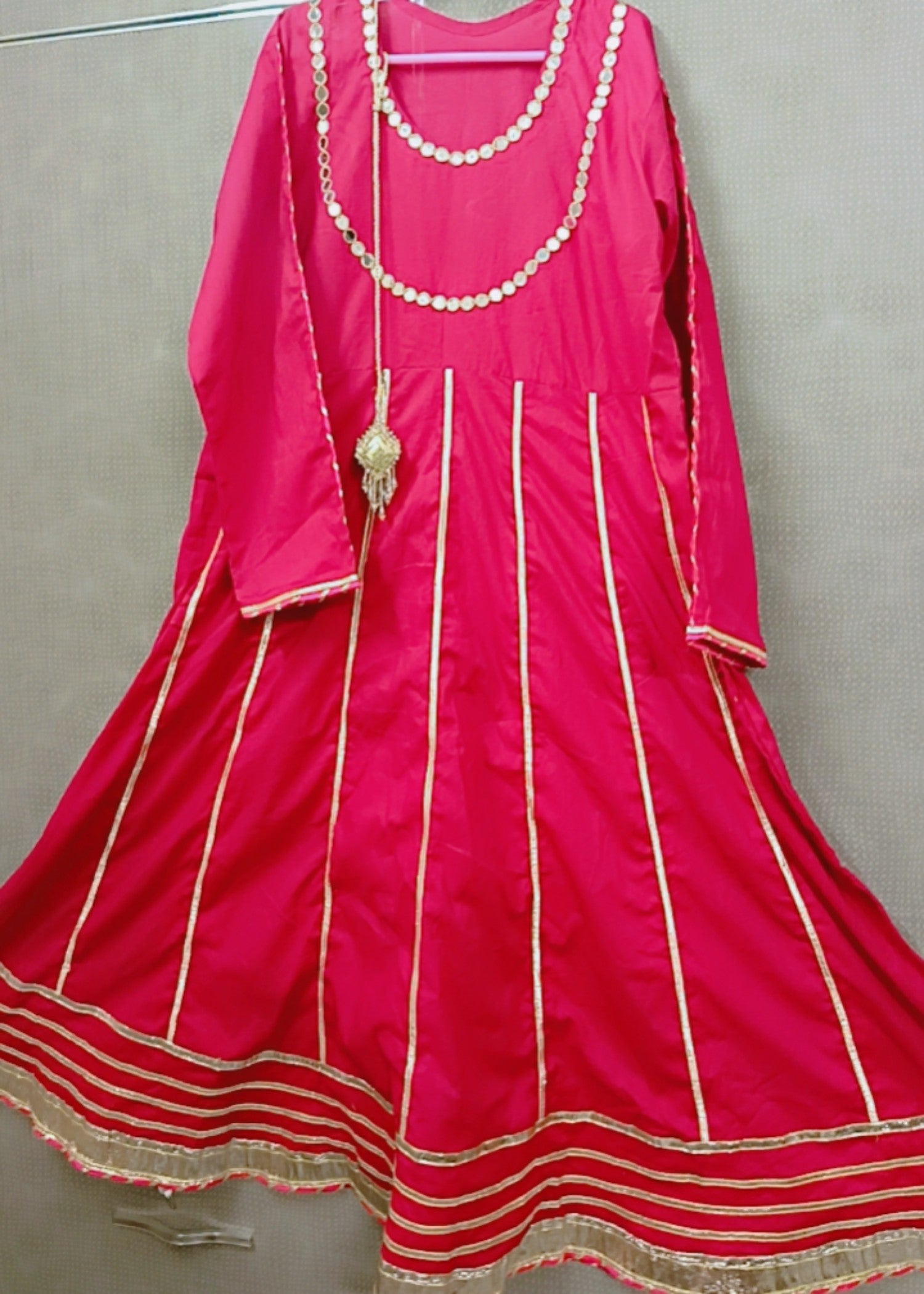 lawn Anarkali in Hot pink