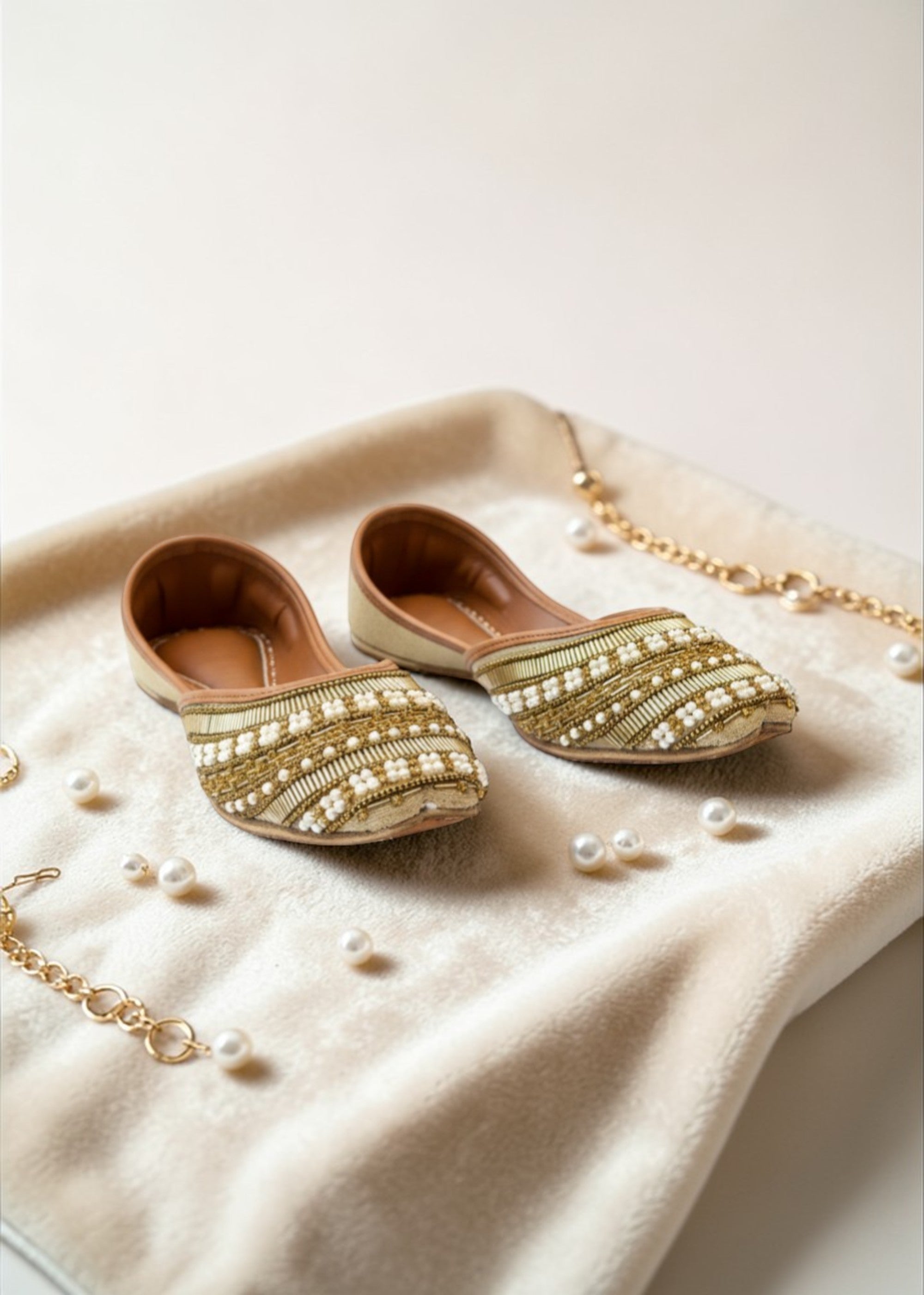 Khussa in Champagne by - High Quality Women Khussa BGZ8496