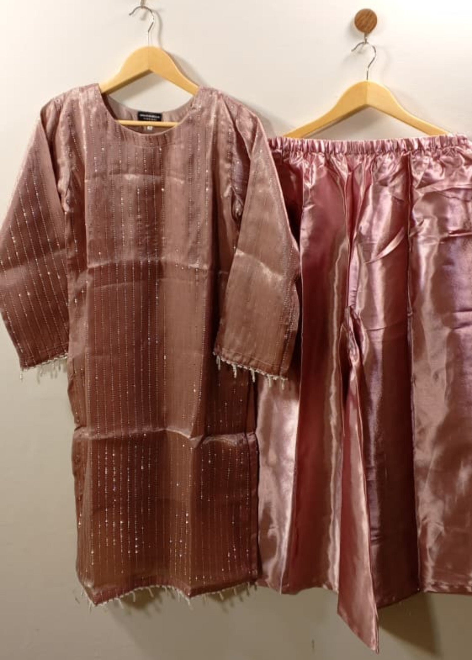 crinkle Kurta Set in Purple taupe