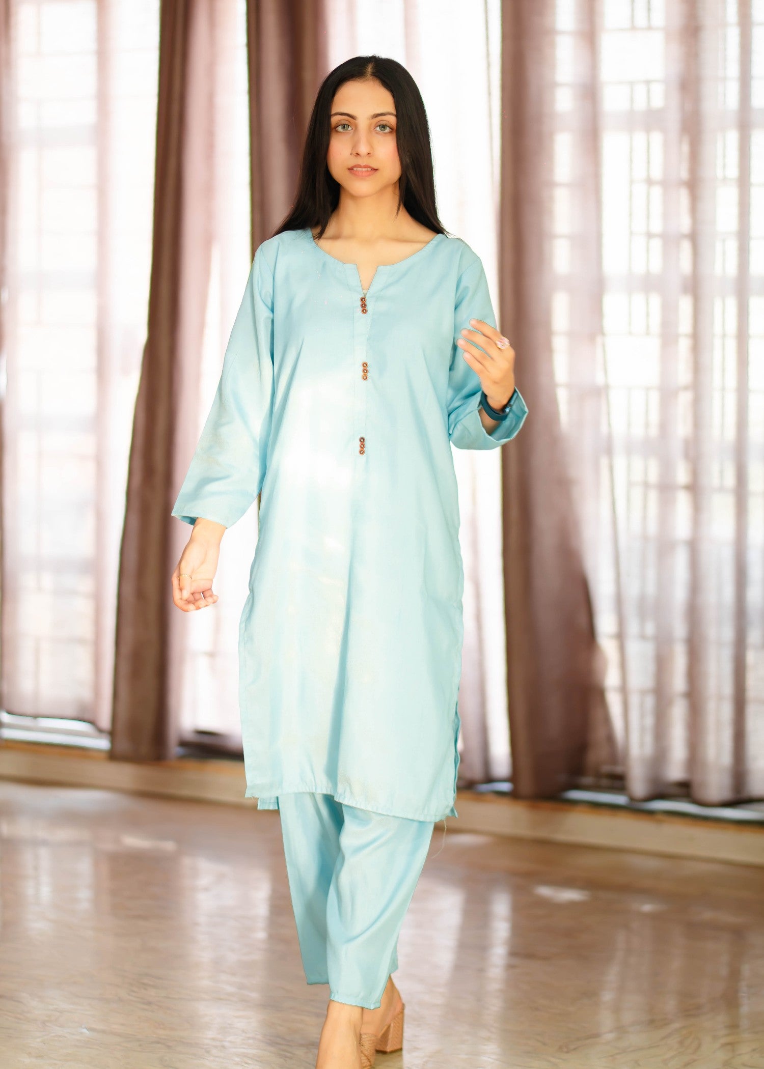 viscose raw silk Co Ord Sets in Ice blue