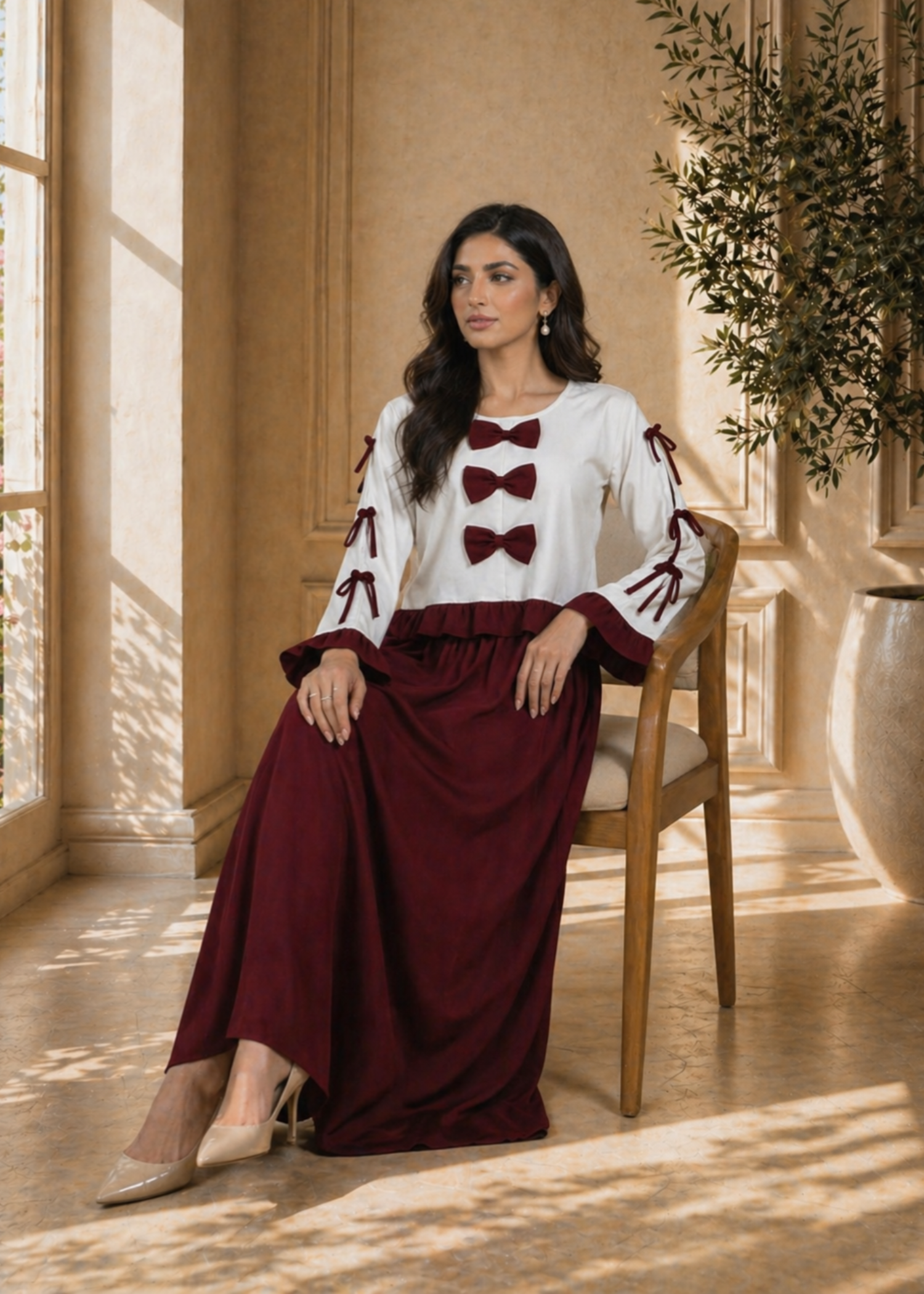 grip Maxi in Maroon, white