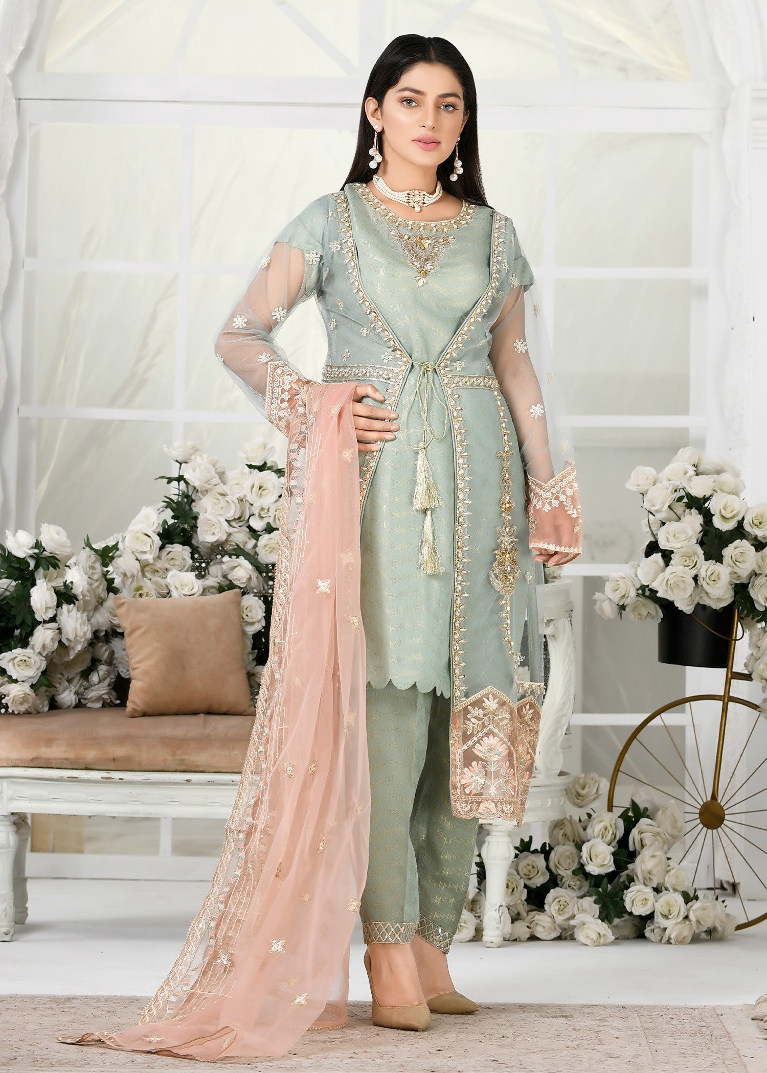 organza Gown in Tea green