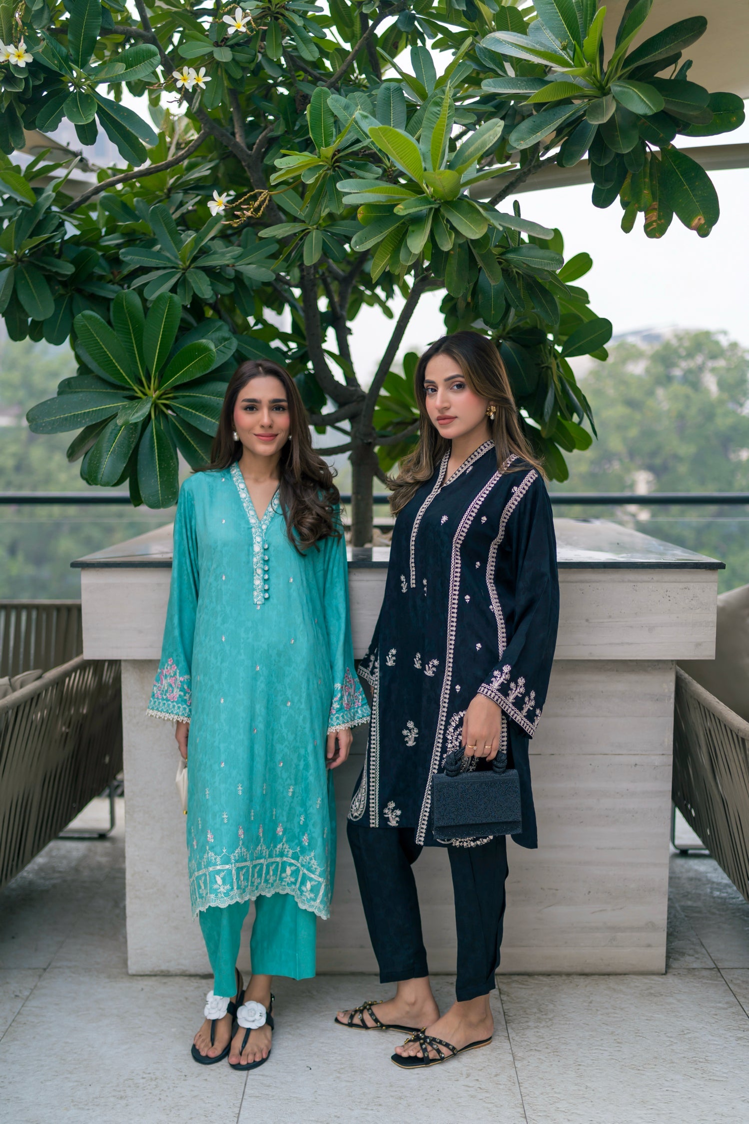 jacquard Kurta Set in Sea green
