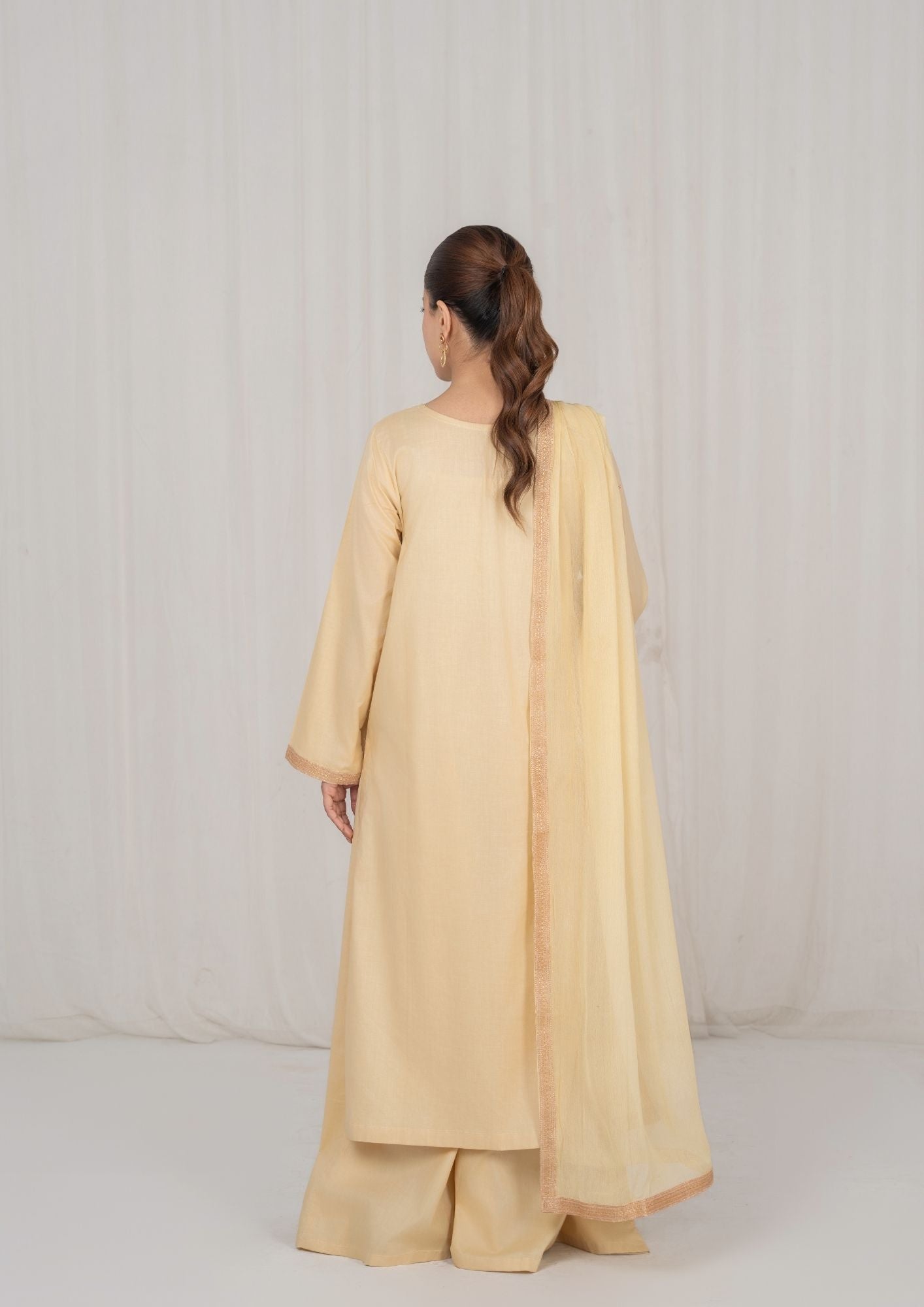 lawn Sharara in Khaki brown