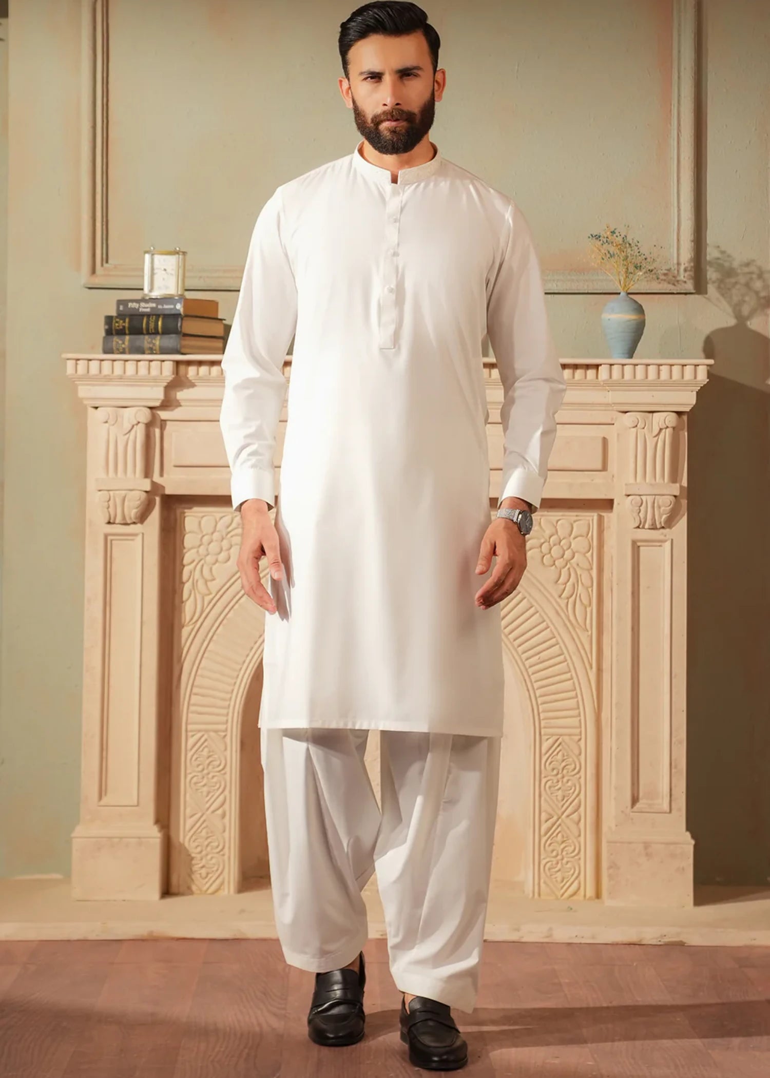 cotton Shalwar Kameez in Off-white by Zellbury
