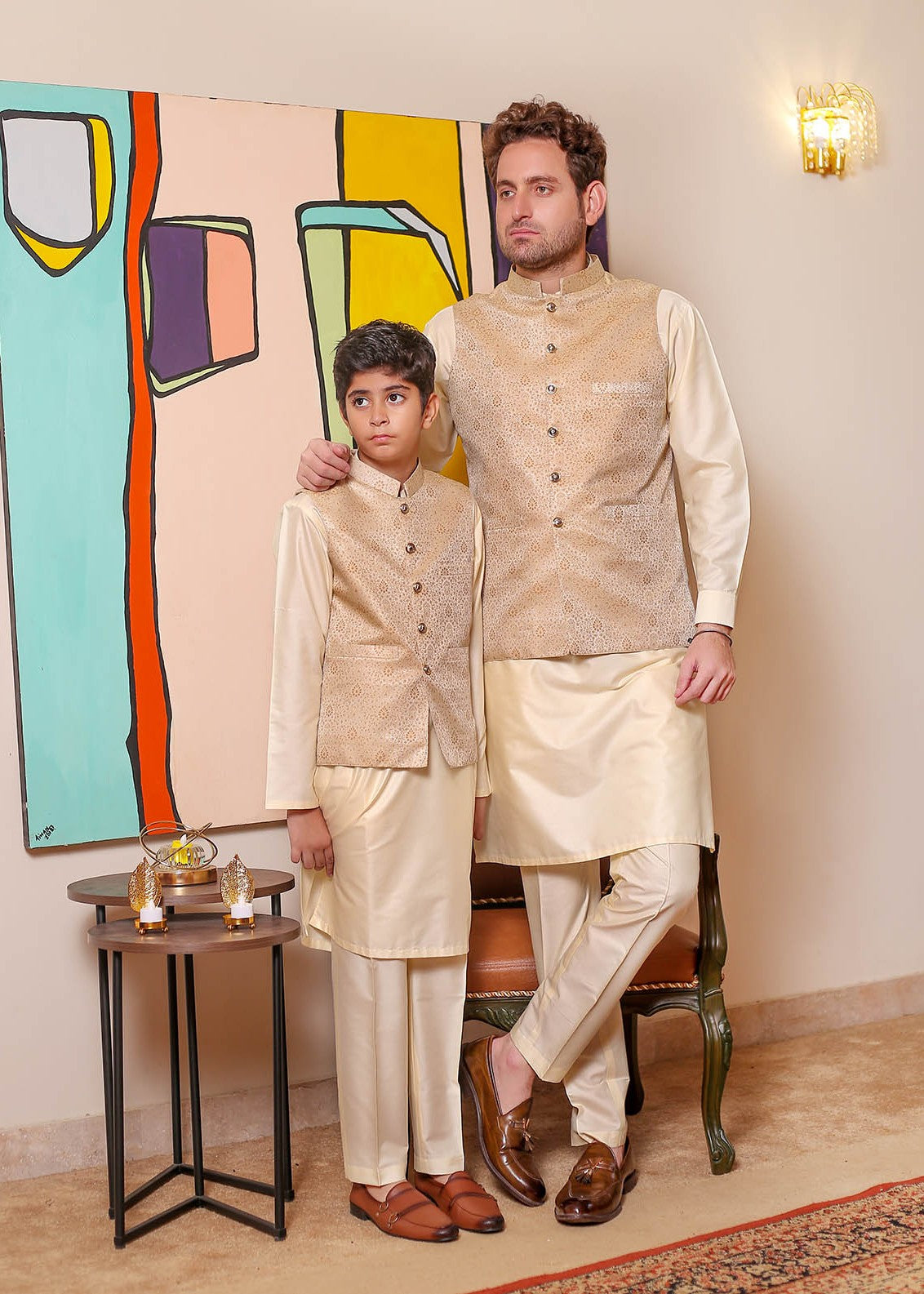 banarsi silk Waistcoat in Gold by Real Image Clothing