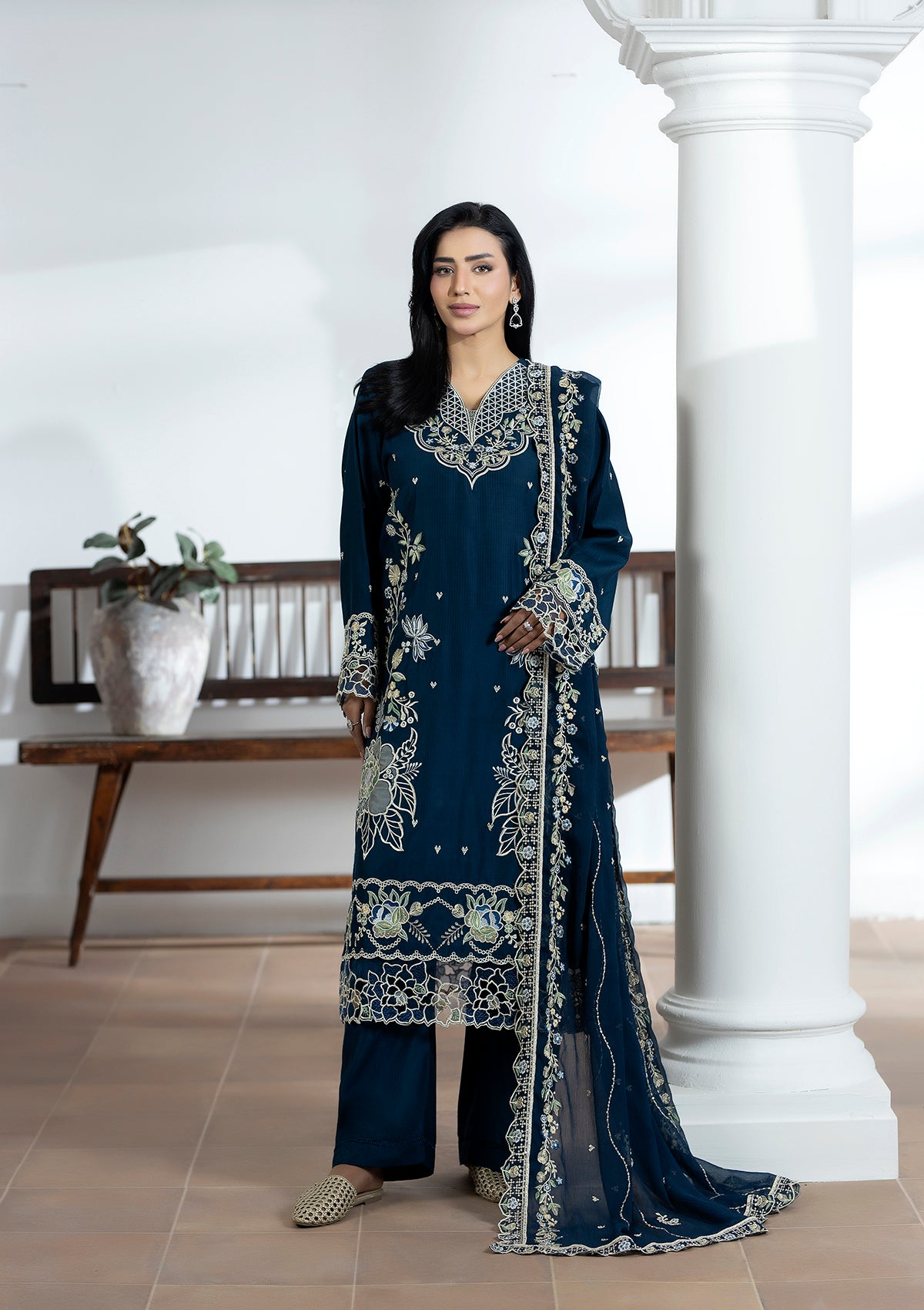 viscose Kurta Set in Navy blue