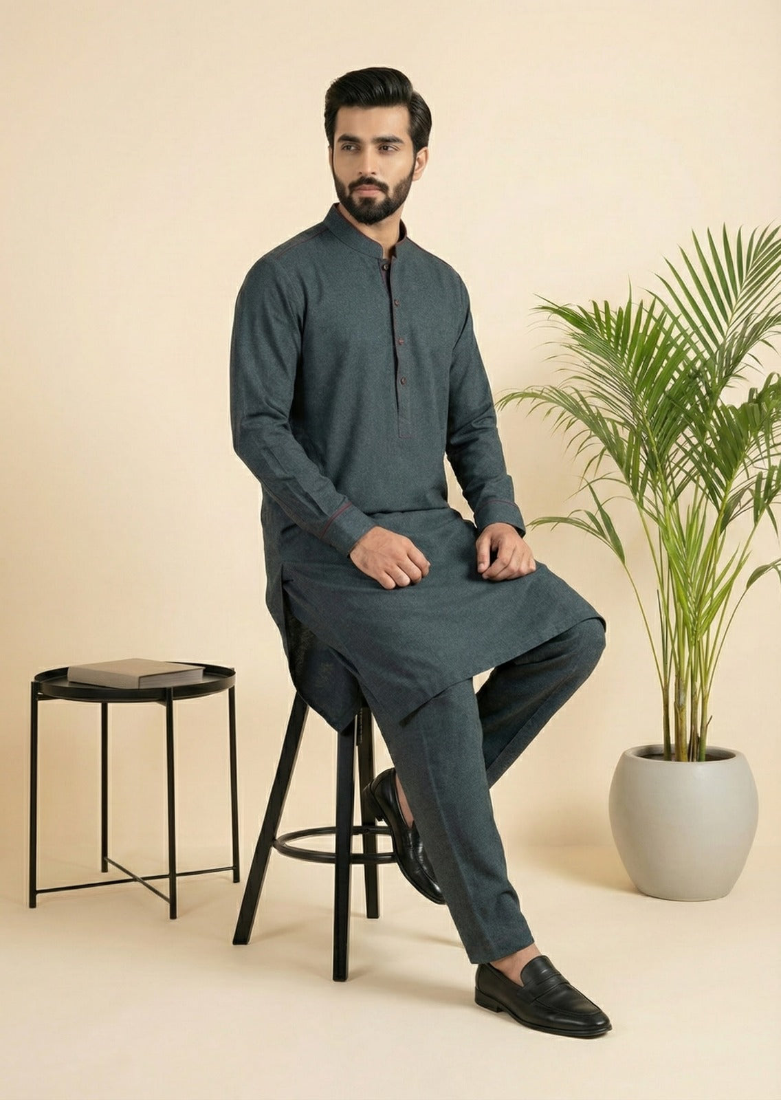 woolen karandi Shalwar Kameez in Pine green