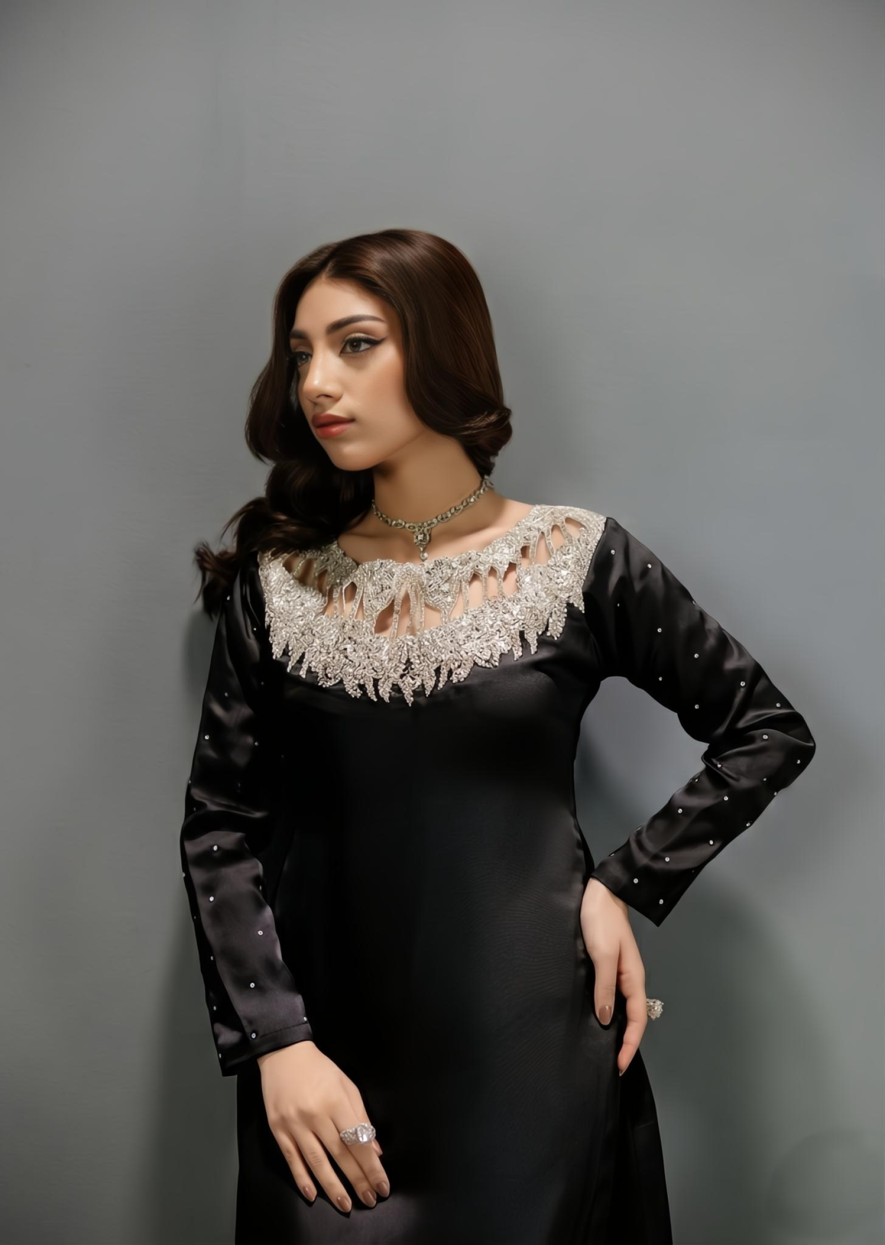 silk Kurta Set in Black