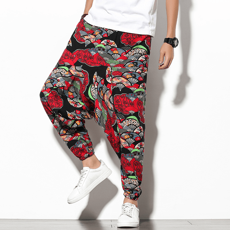 Summer Bohemian Loose Wide-Leg Elephant Flower Beach Trousers
