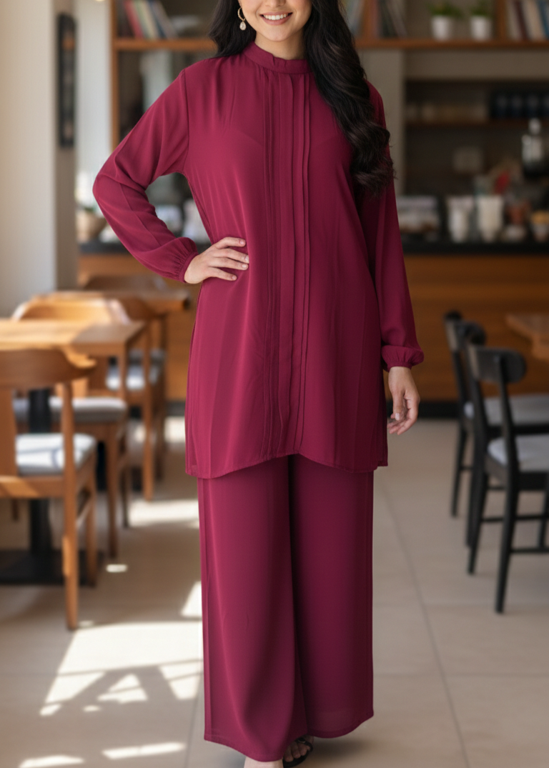 georgette Co ord Sets in Maroon