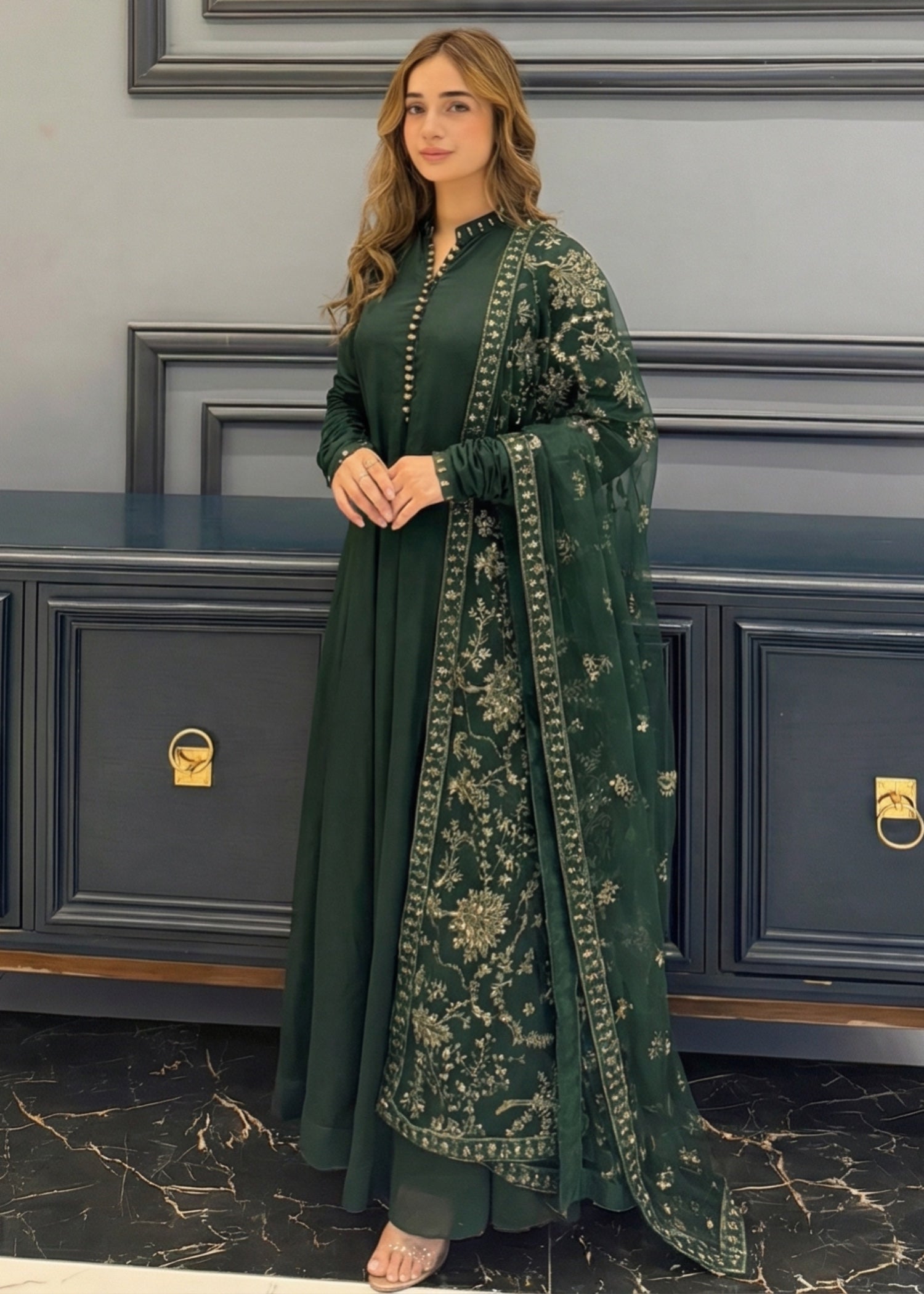 chiffon Maxi in Dark green