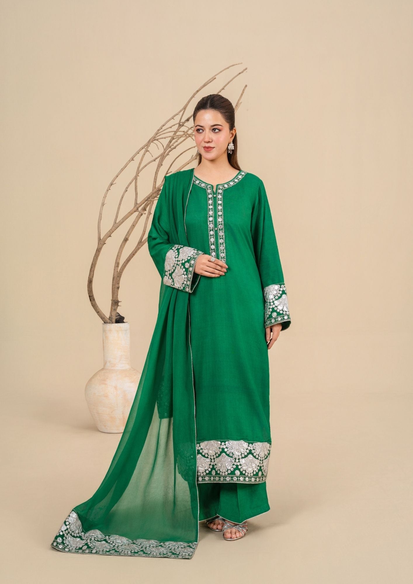viscose thai silk Kurta Set in Sea green