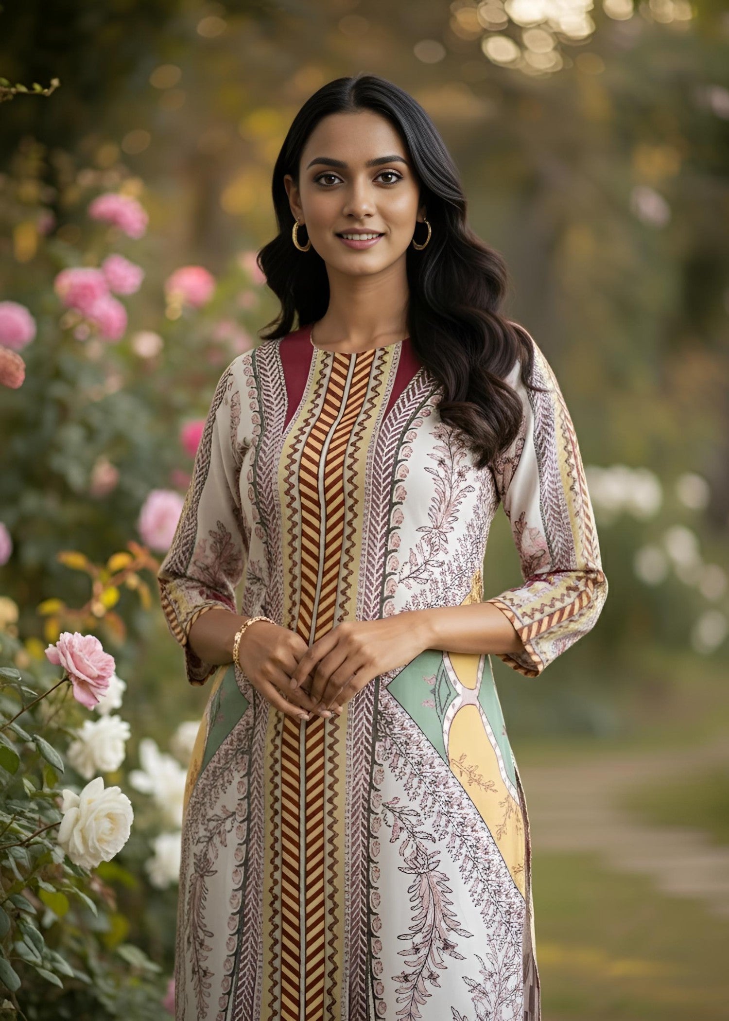 wool Kurta Set in Cream