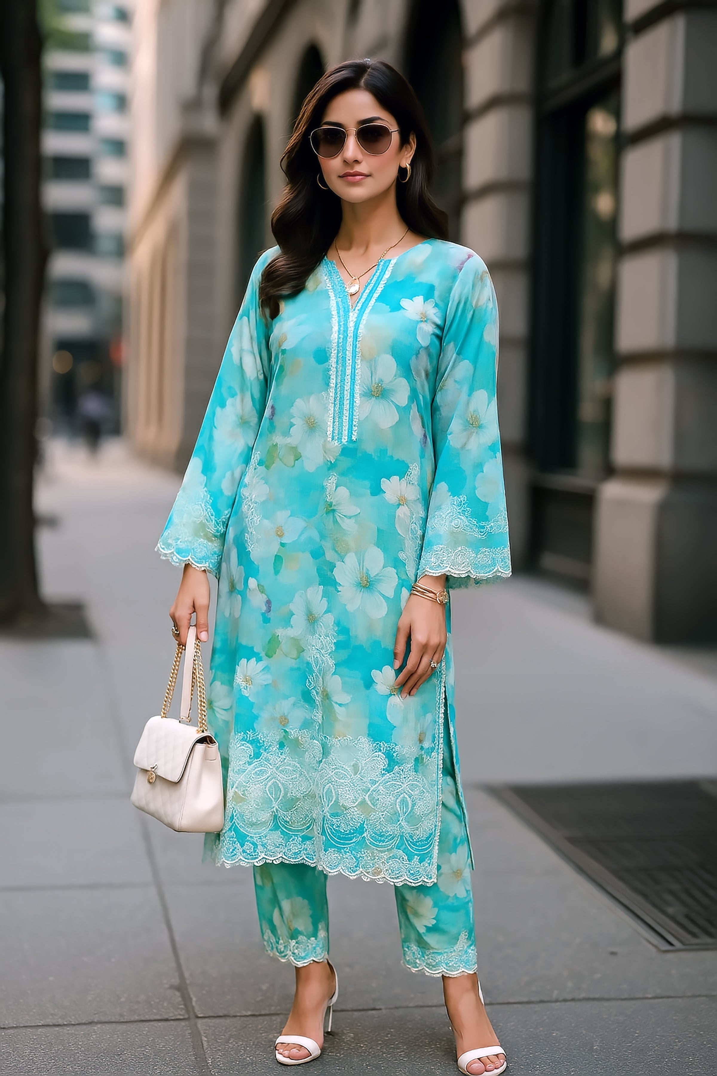 cambric Co Ord Sets in Turquoise