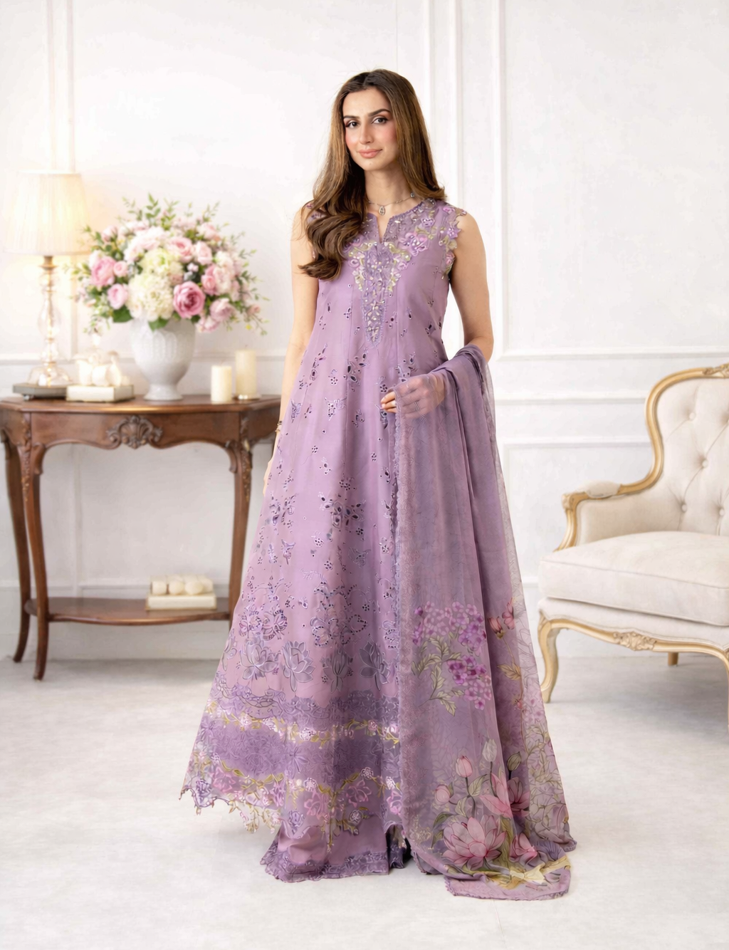Luxury Eid Schiffli Laserkari Lawn – D9 - A - Velisse