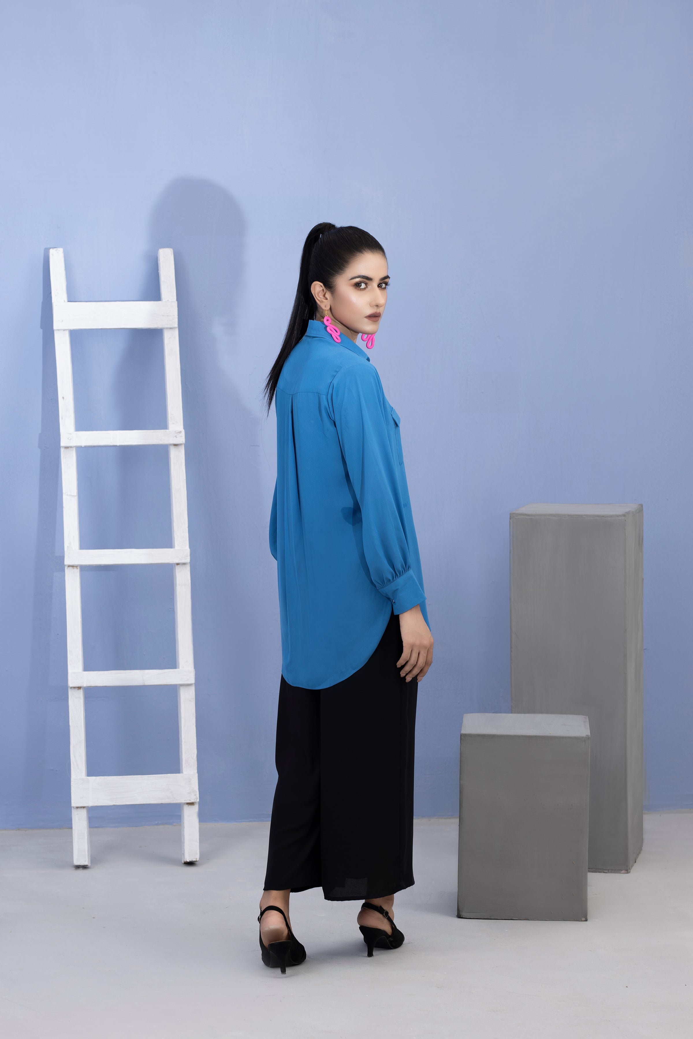 crepe georgette Top in Blue
