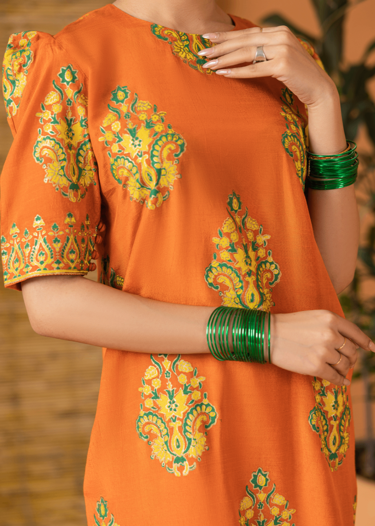 raw silk Unstitched in Tangerine