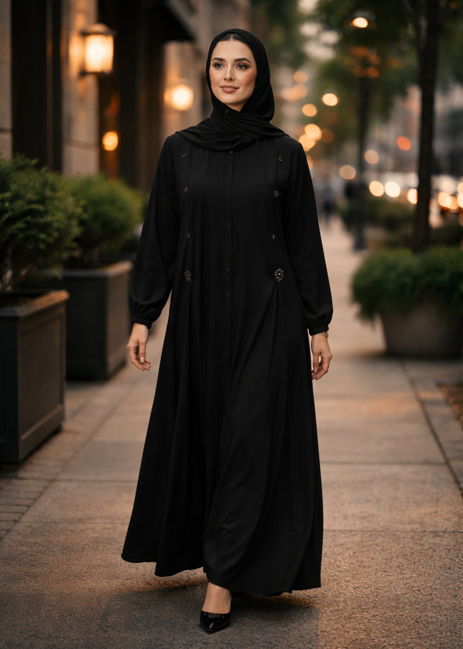 nidha Abaya in Deep black