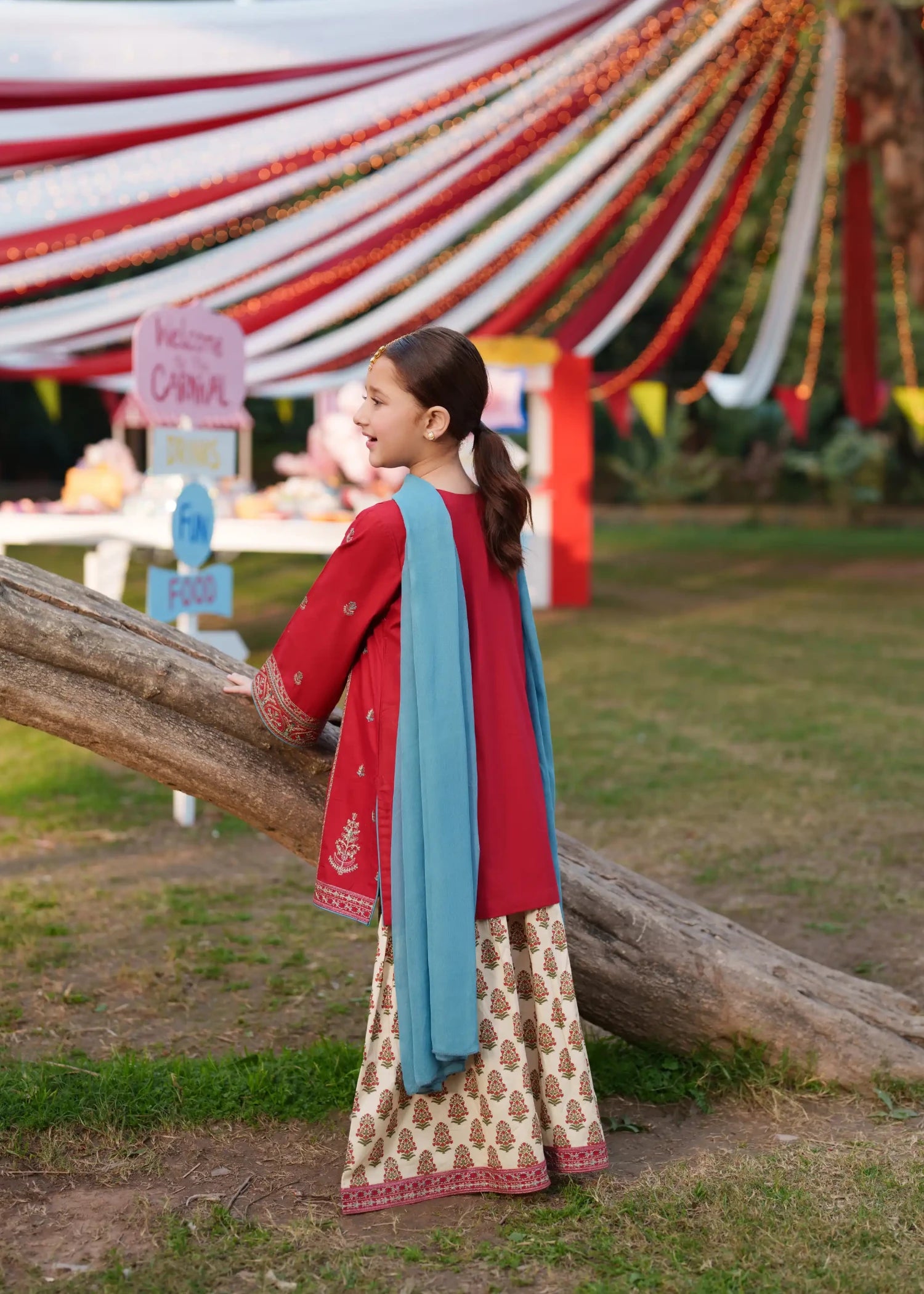 cotton Gharara in Red