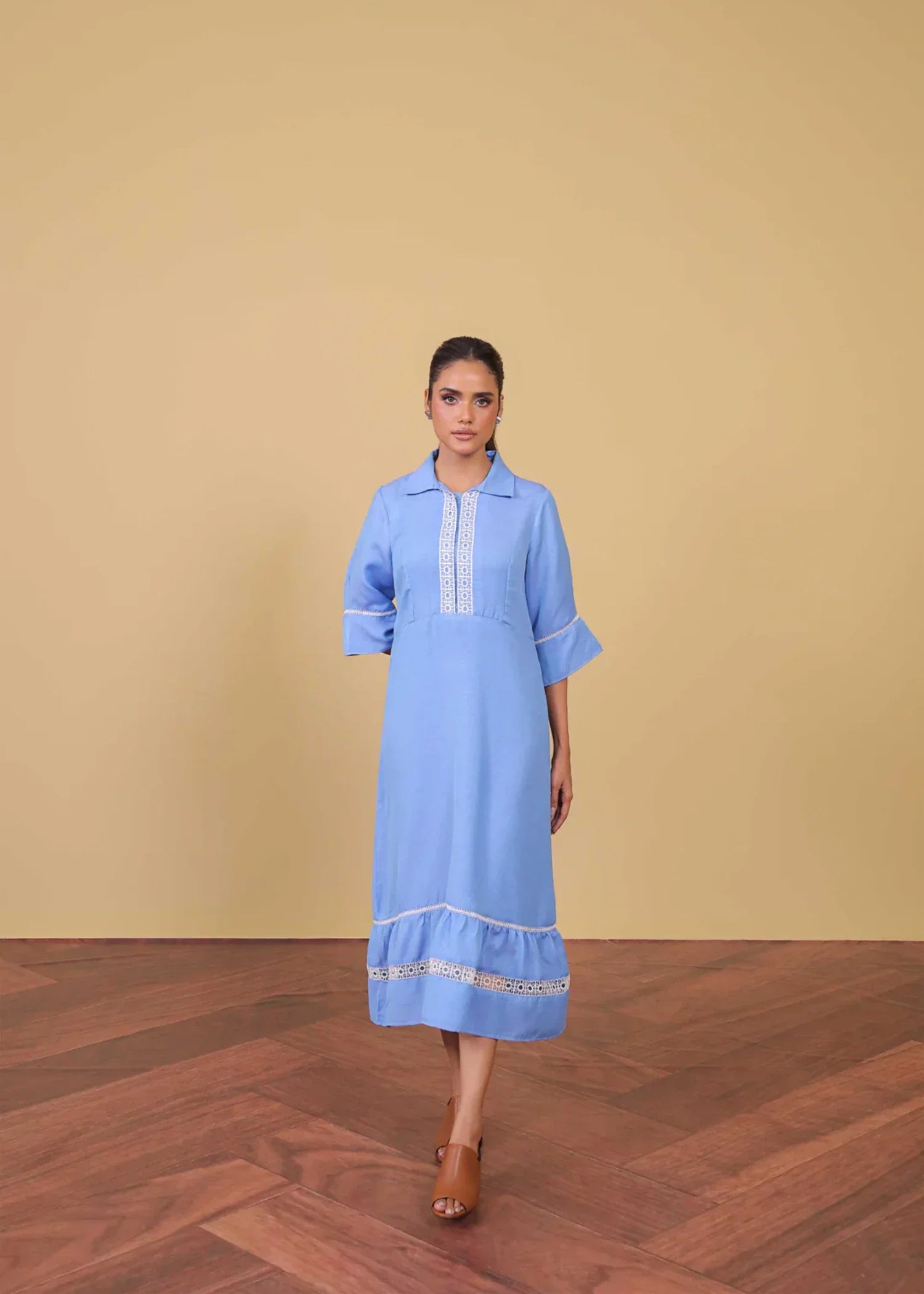 polyester Dress in Sky blue