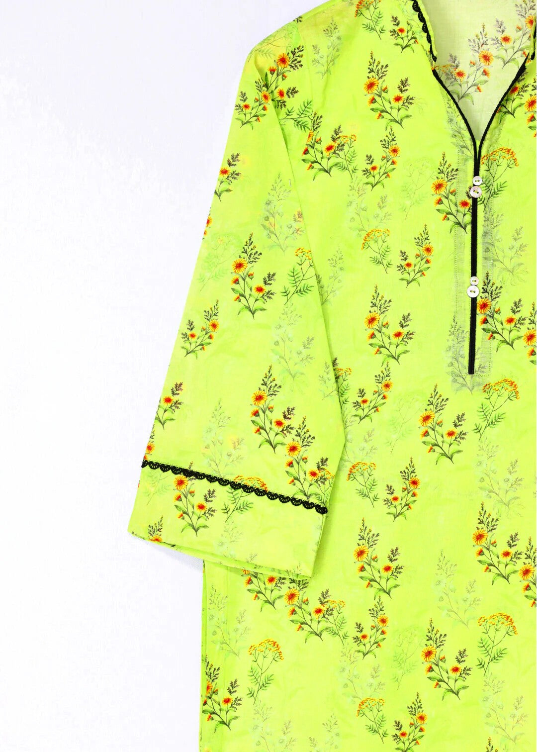lawn Kurta Set in Neon green