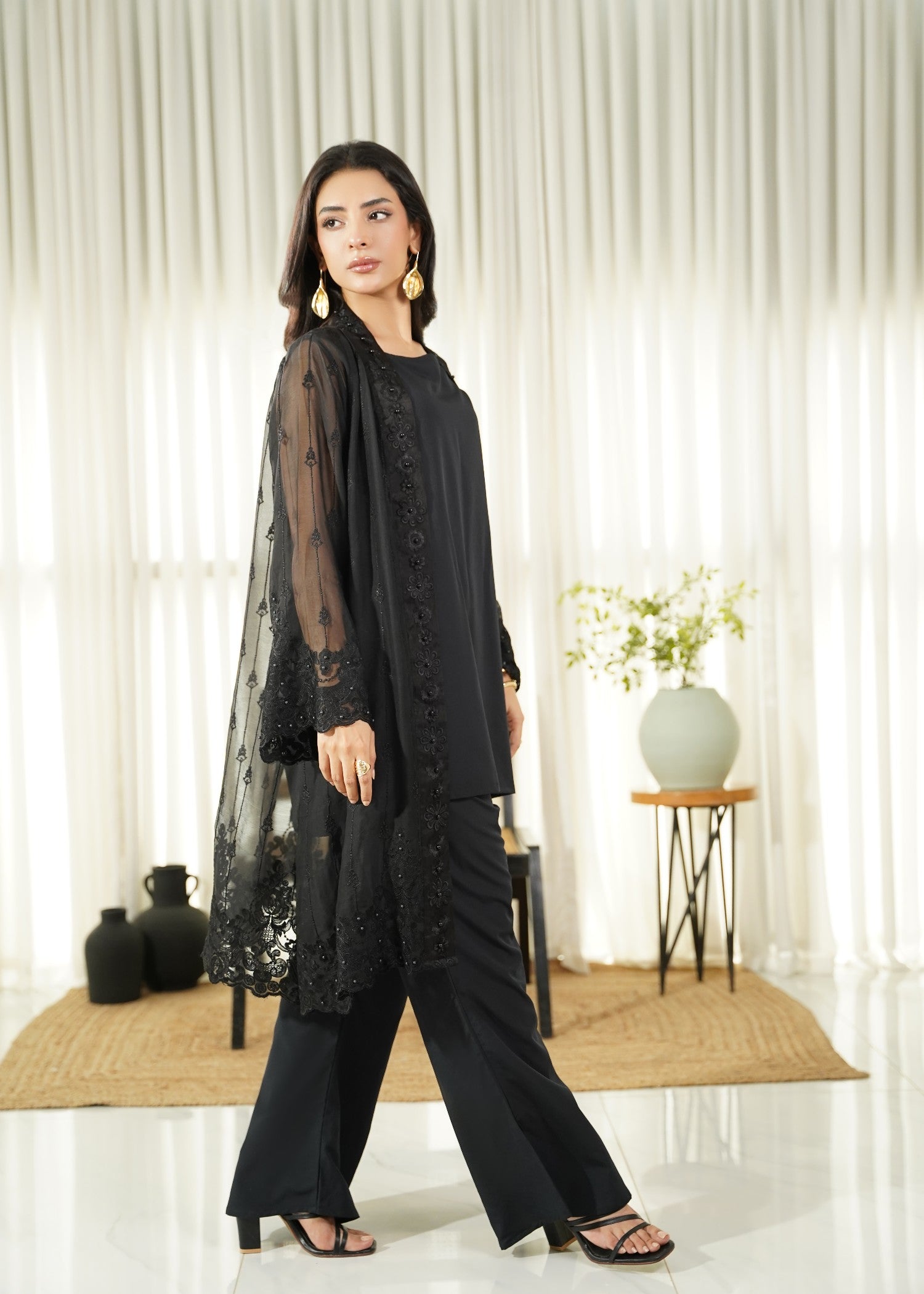 crepe Gown in Black