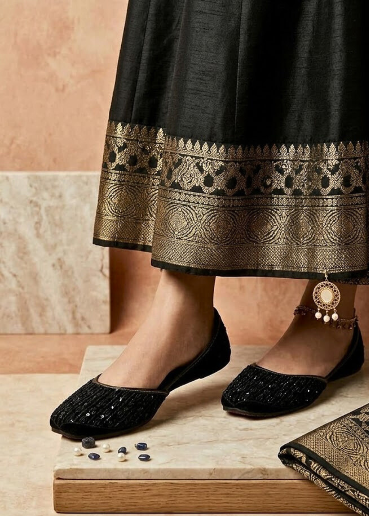 Khussa in Black by - High Quality Women Khussa STR1239
