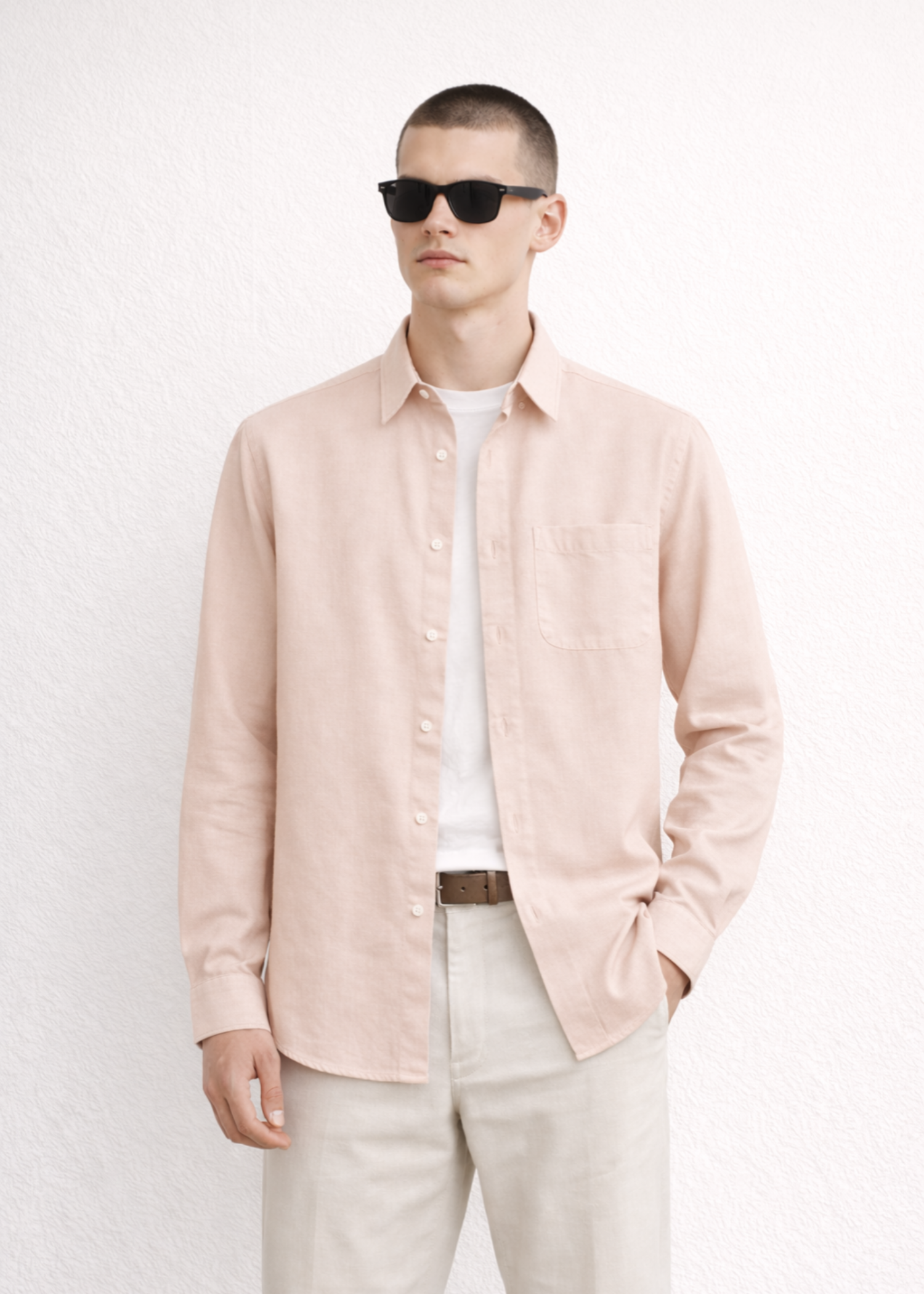 cotton linen Casual Shirt in Beige