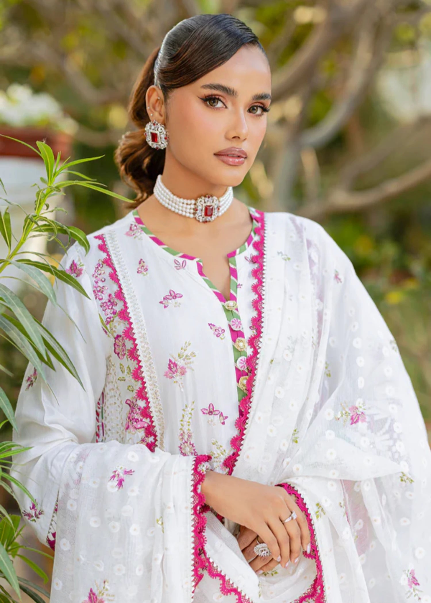 raw silk Unstitched in White