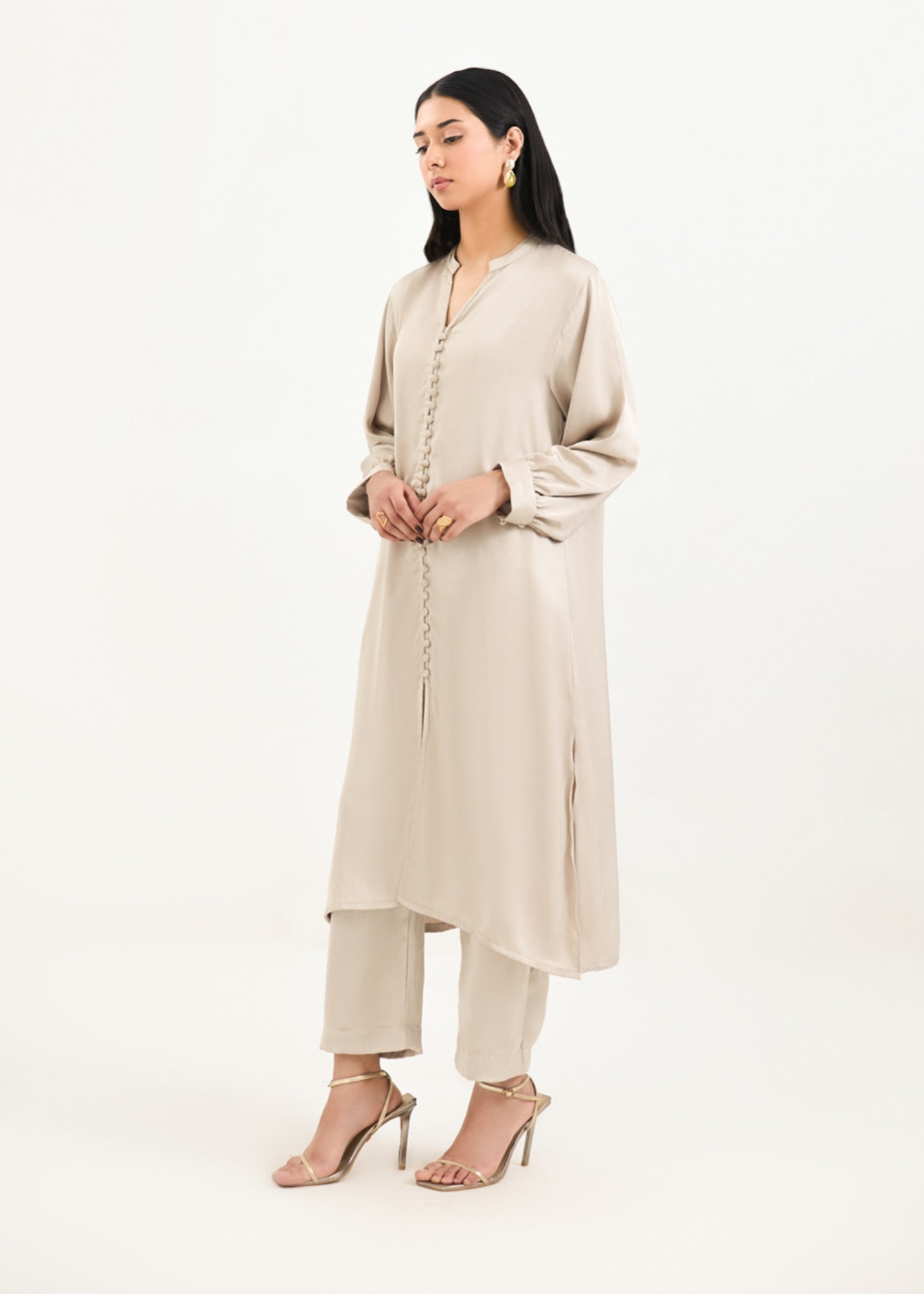georgette silk Co Ord Sets in Wheat