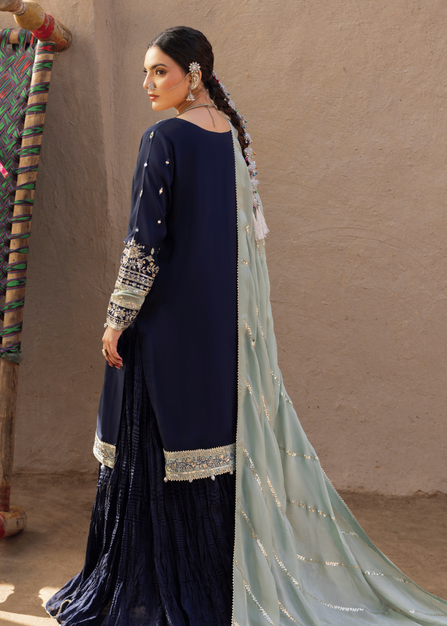 raw silk Sharara in Blue