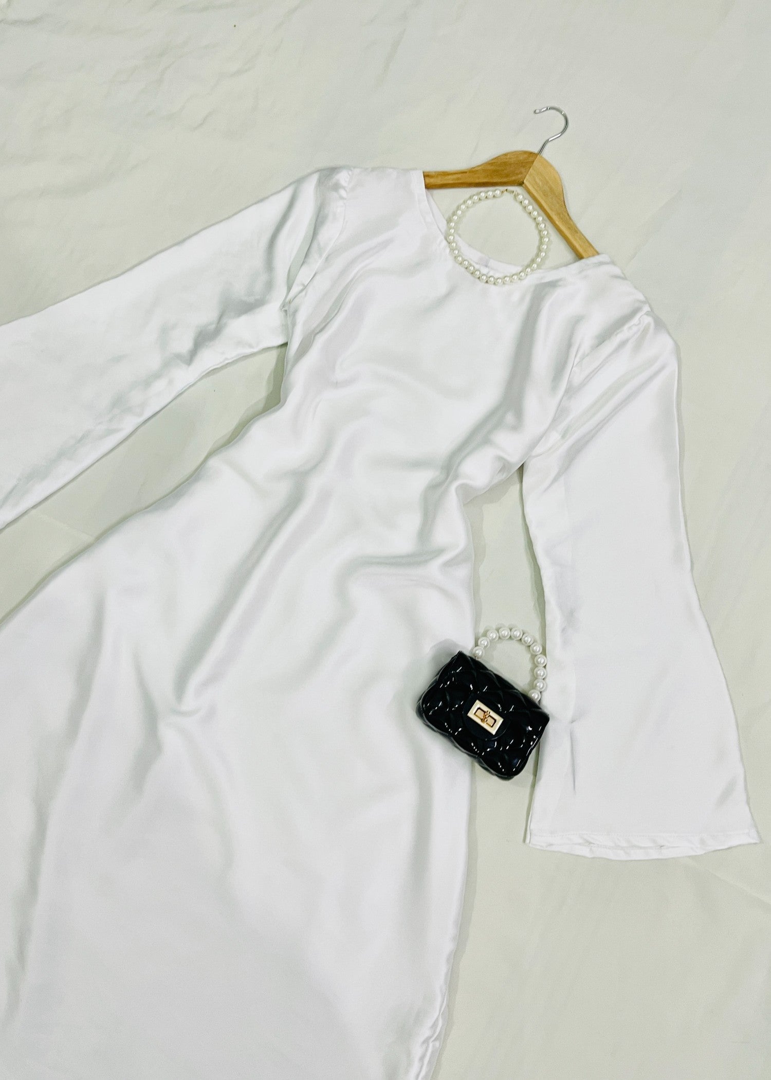 silk Dress in White