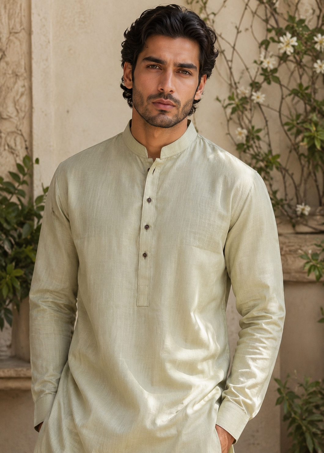wash & wear Kurta Set in Apple green